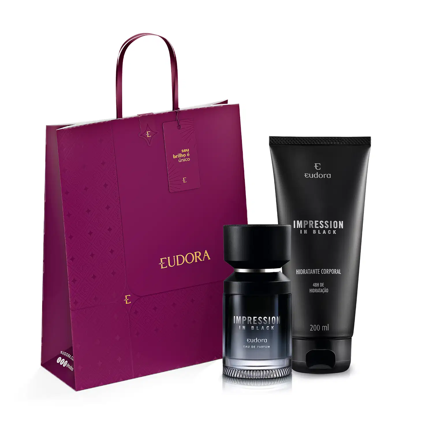 Combo Presente Impression In Black: Eau de Parfum 100ml + Loção Corporal 200ml + Sacola