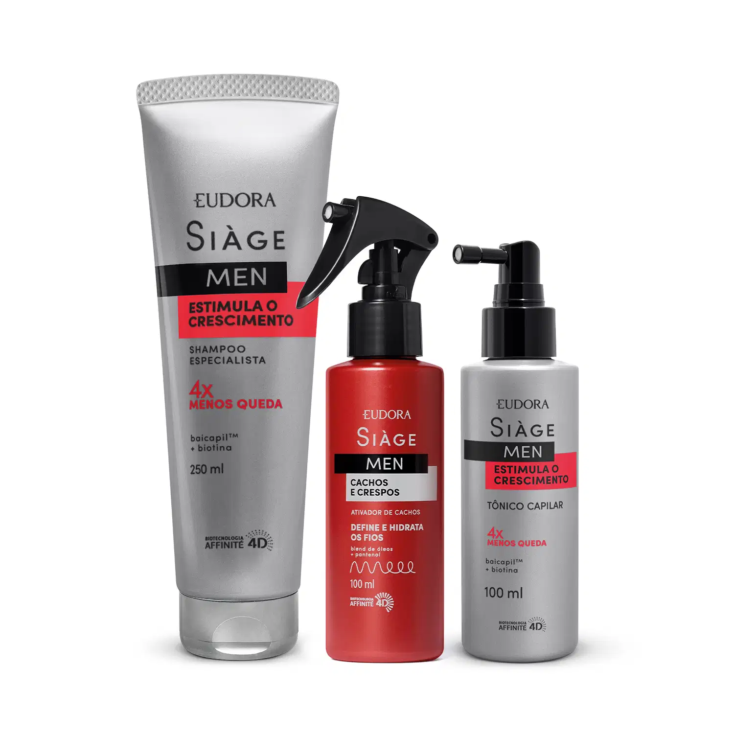 Kit Eudora Siàge Men Estimula o Crescimento Cachos e Crespos (3 Produtos)