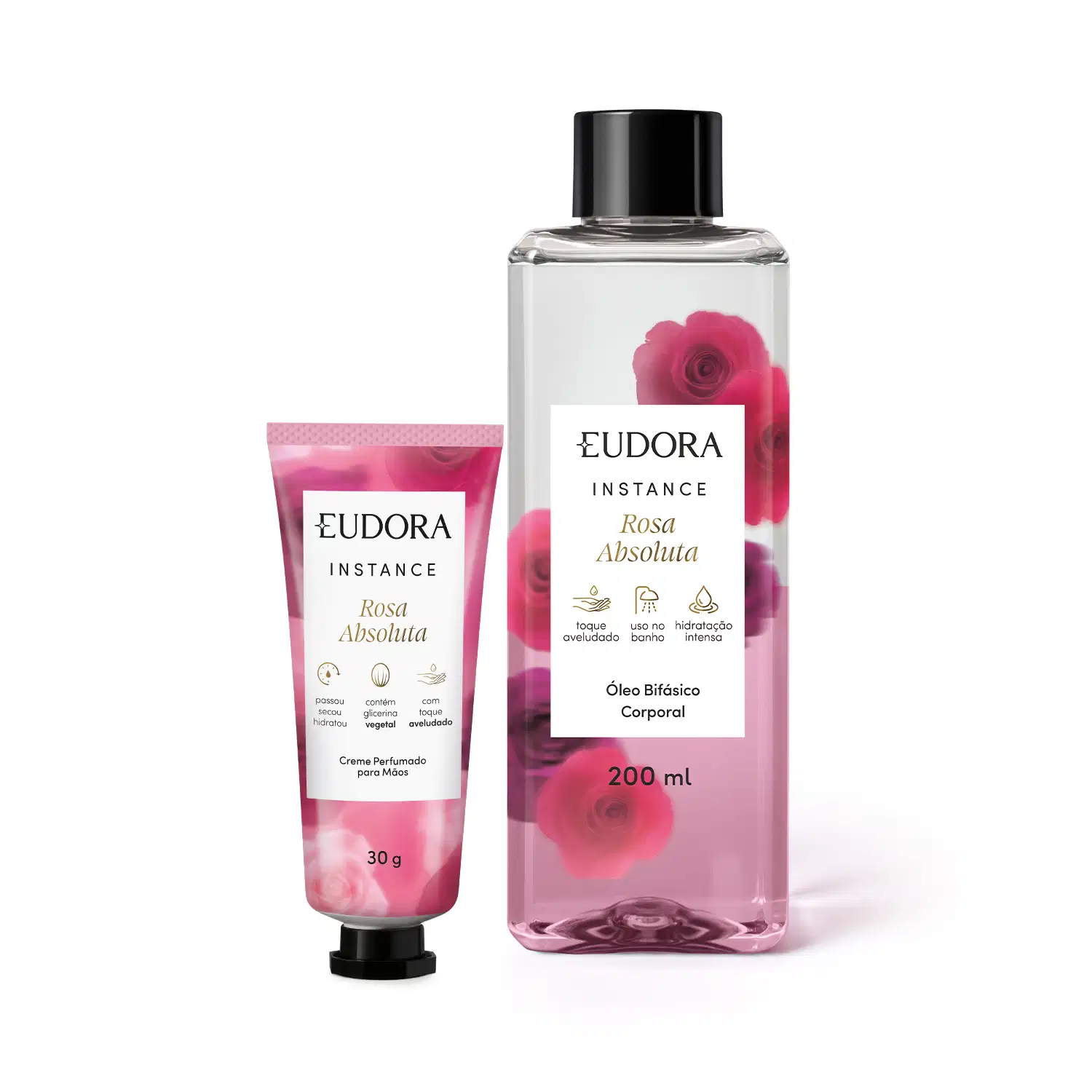 Combo Instance Rosa Absoluta: Óleo Bifásico 200ml + Creme para Mãos 30g