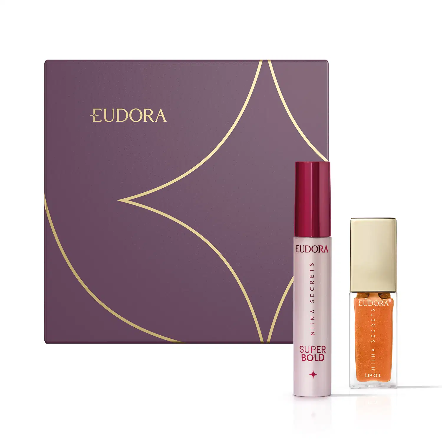 Combo Presente Niina Secrets: Lip Oil Shine 7ml + Máscara para Cílios 10g + Caixa P