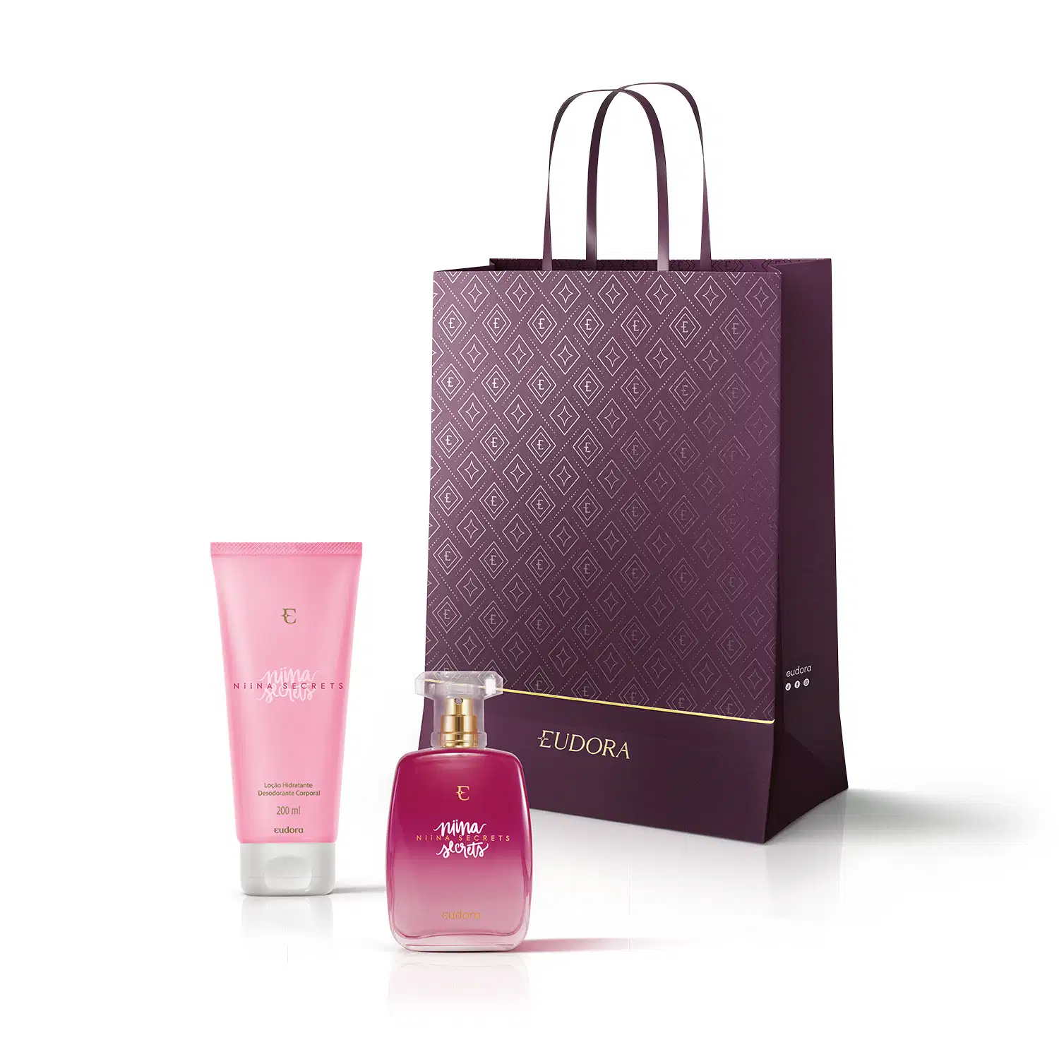 Combo Niina Secrets: Desodorante Colônia 100ml + Loção Corporal 200ml + Sacola
