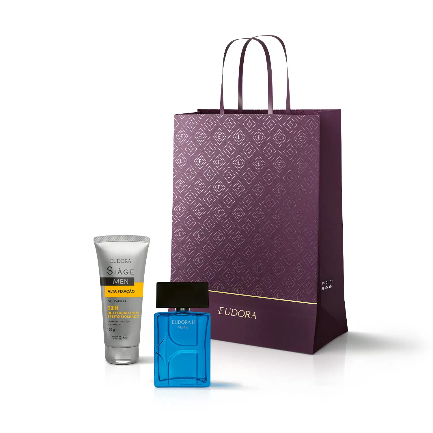 Combo Eudora H Marine: Desodorante Colônia 100ml + Gel Capilar Siàge Model Men 150g + Sacola