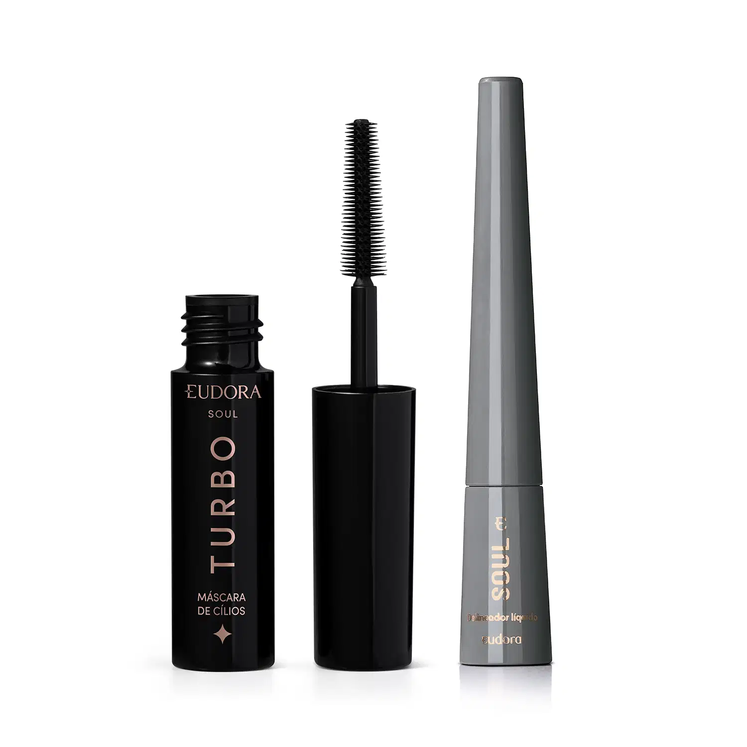 Combo Soul Olhos: Delineador Líquido Preto Essencial 2,5ml + Máscara Cílios Turbo 5g