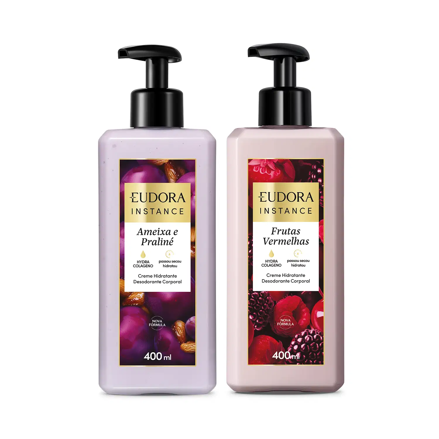 Combo Creme Corporal Instance: Ameixa e Praliné 400ml + Frutas Vermelhas 400ml