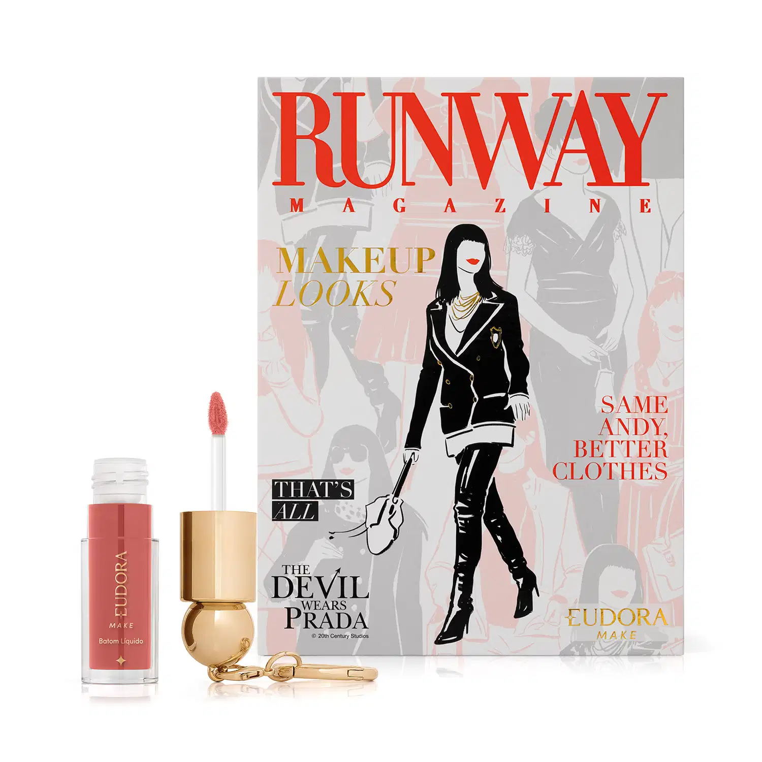 Combo O Diabo Veste Prada: Palette Runway Magazine 28g + Batom Líquido Fashion Icon Nude 4ml