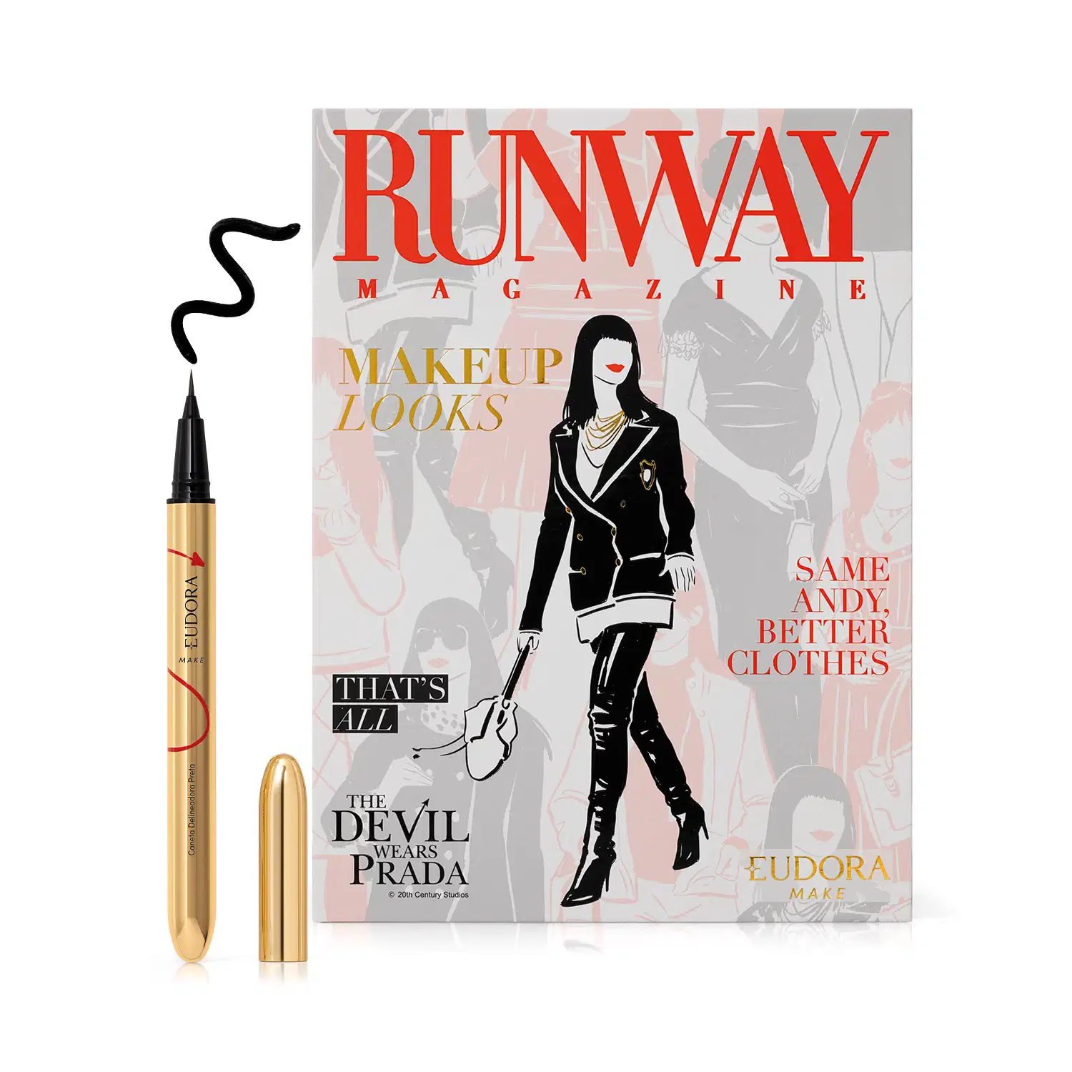 Combo O Diabo Veste Prada: Palette Runway Magazine 28g + Caneta Delineadora Iconic Liner Preta 0,4ml