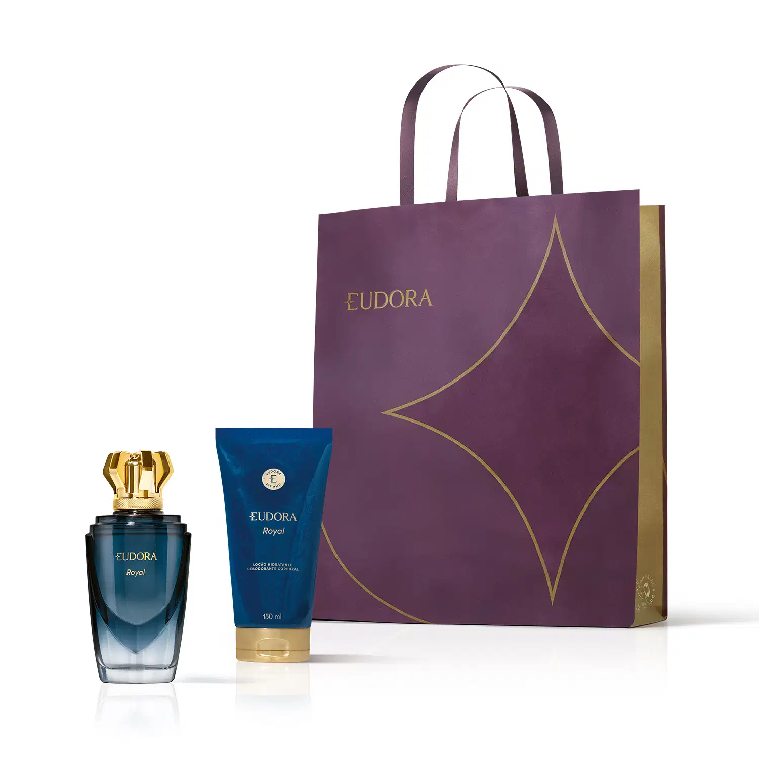Combo Eudora Royal Masculino: Desodorante Colônia 100ml + Loção Corporal 150ml + Sacola