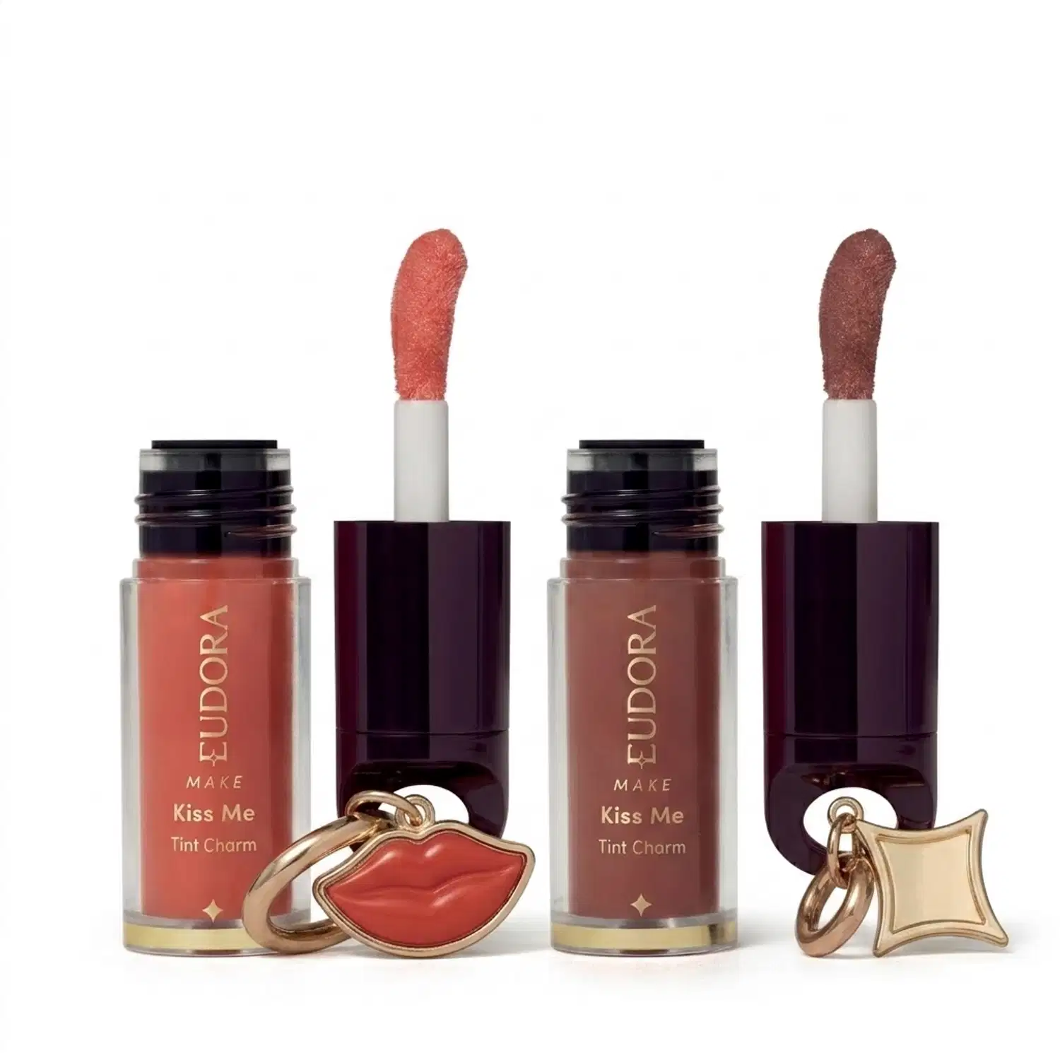 Combo Kiss Me Tint Charm: Lip Oil Peach 2ml + Lip Oil Brown 2ml