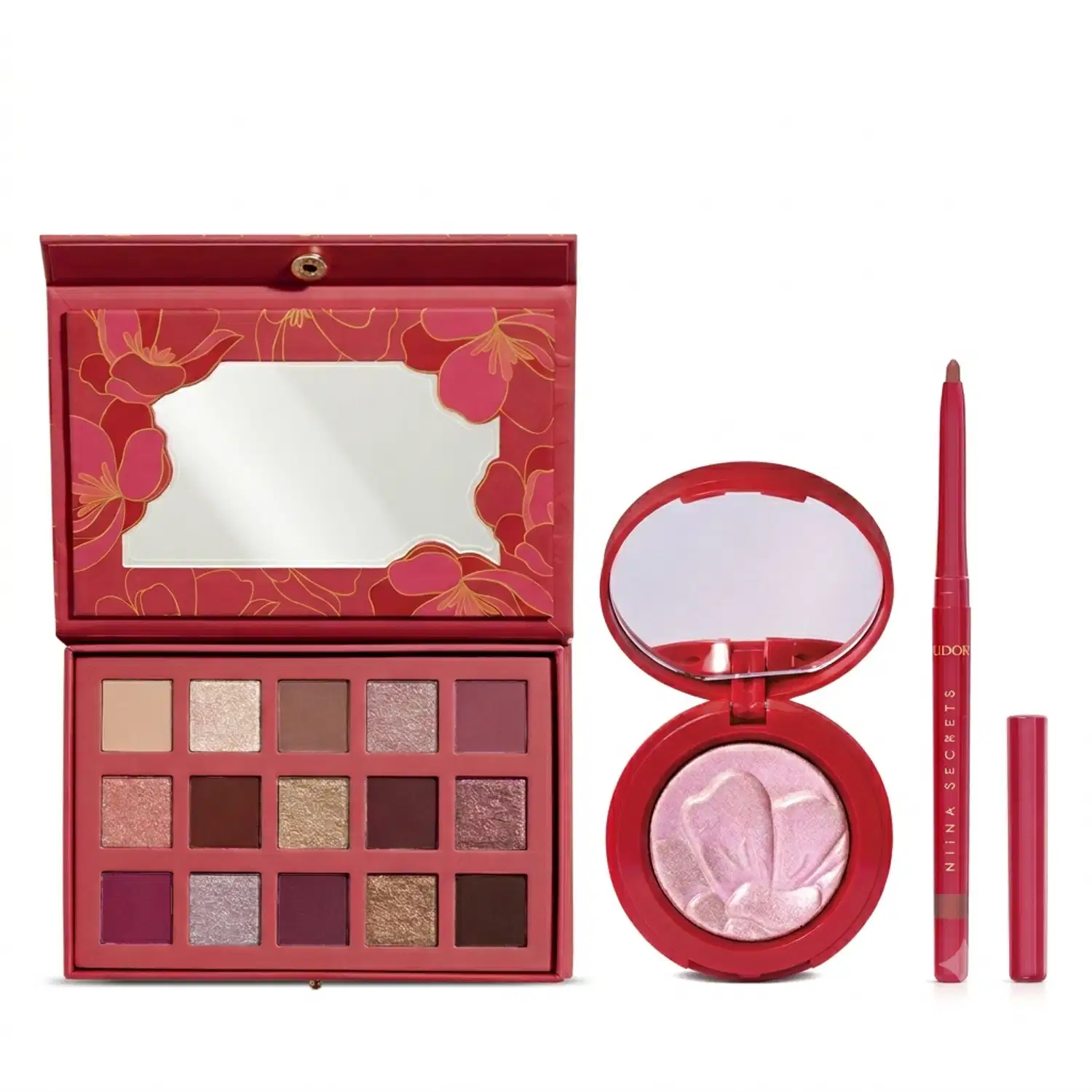 Combo Niina Secrets Soft Petals: Paleta + Iluminador + Lápis