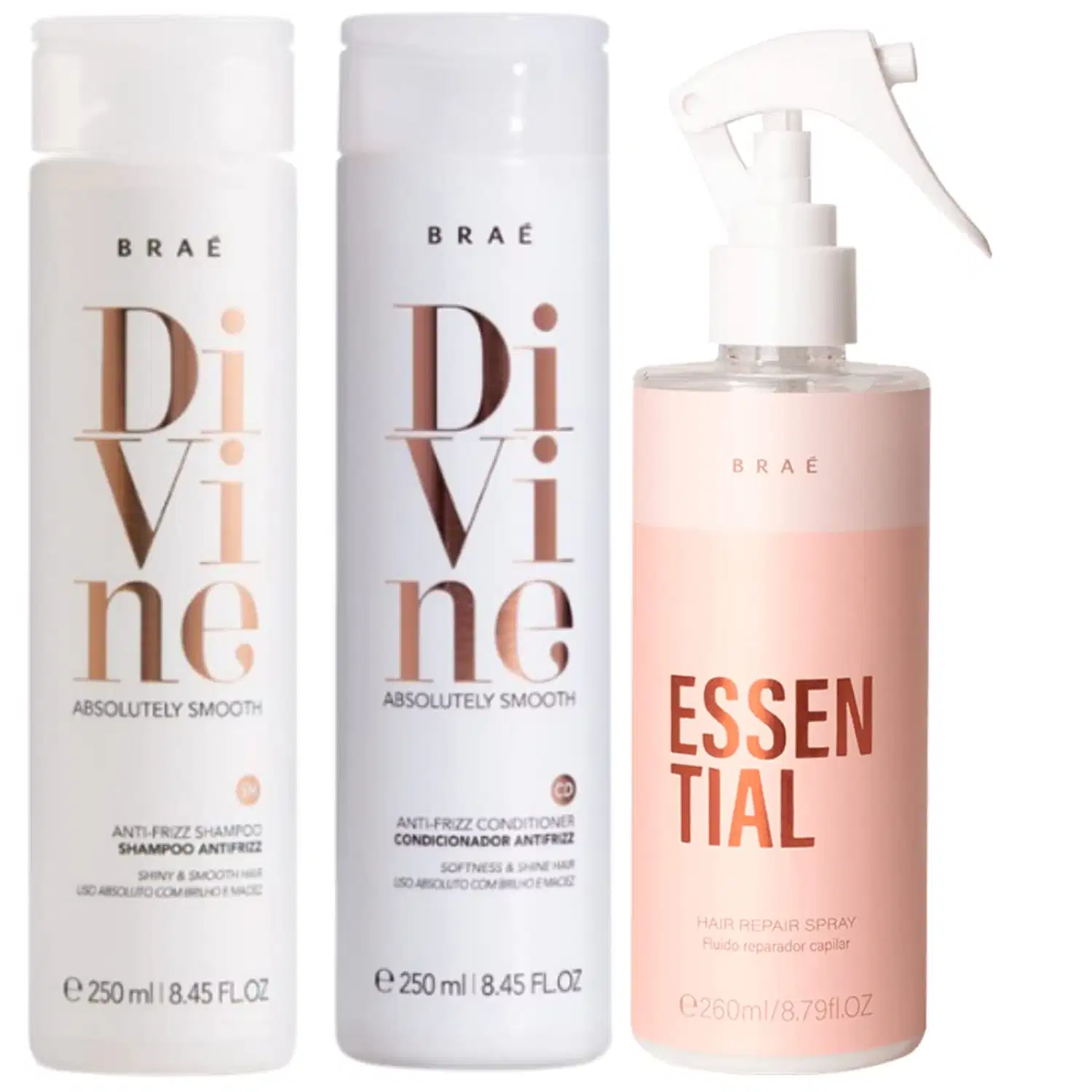 Braé Kit Divine Shampoo+ Condicionador+ Essential Leave-In 215ml, BRAÉ