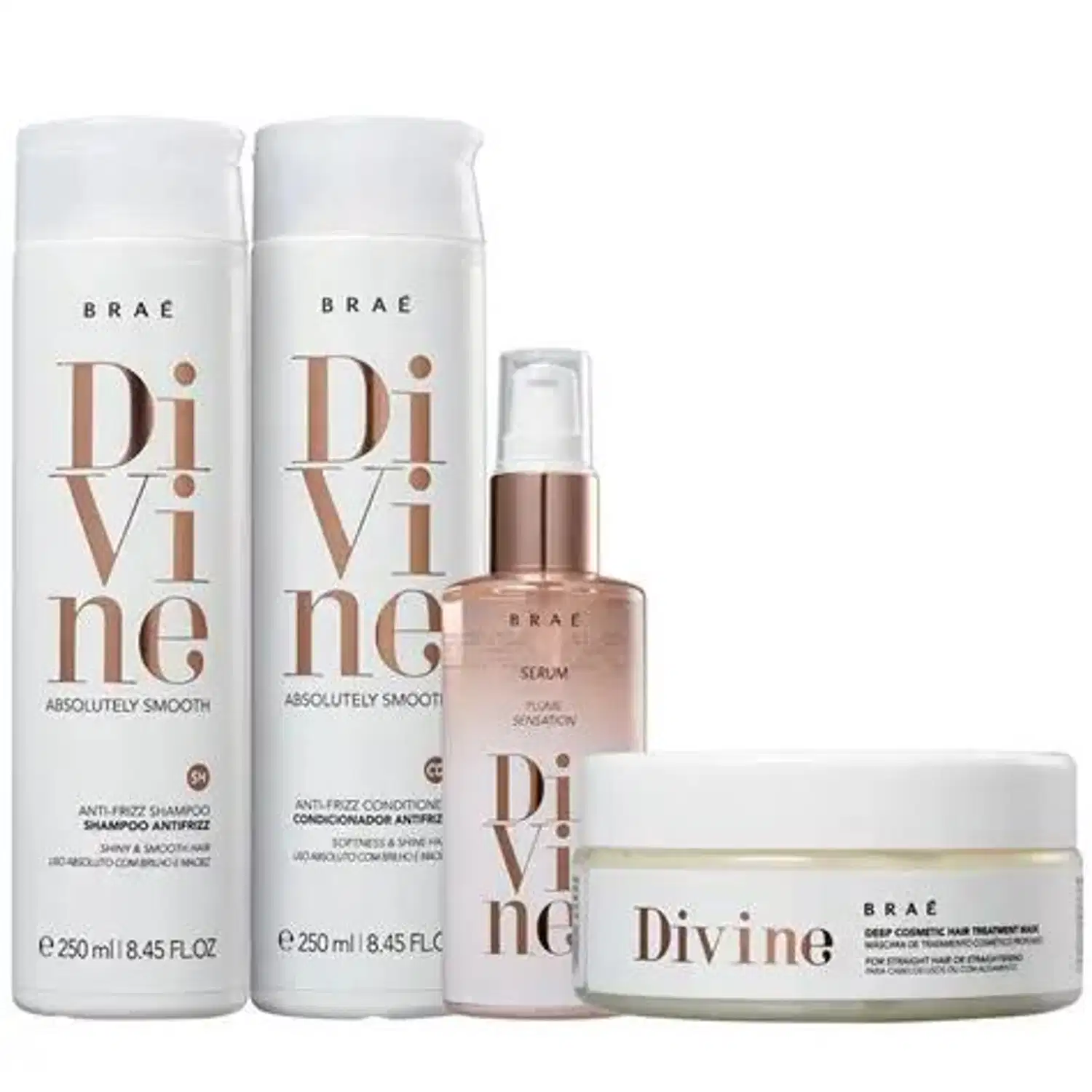 Braé divine Shampoo Condicionador Mascara e Serum plume 60ml