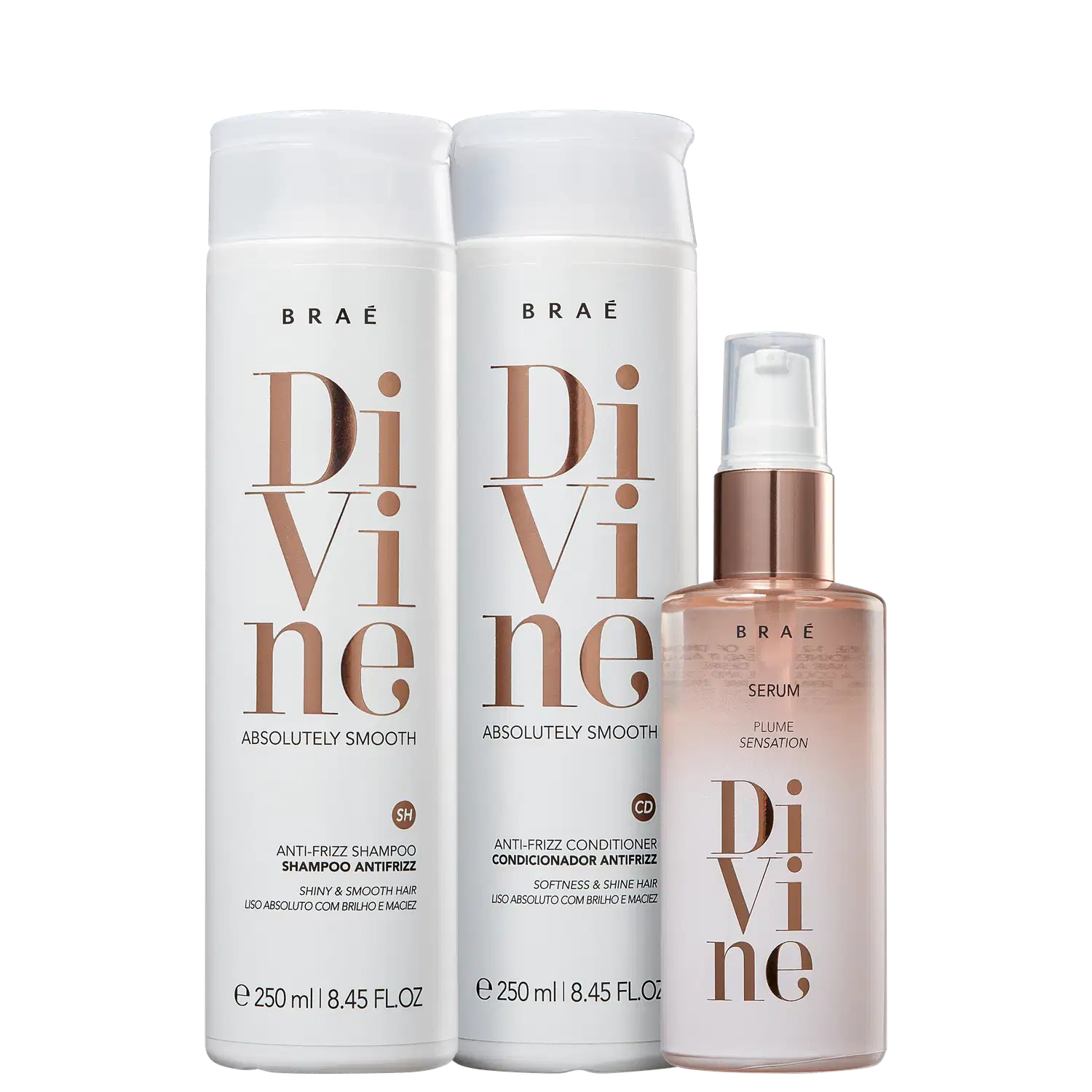 Kit Shampoo, Cond e Sérum Plume Sensation BRAÉ Divine