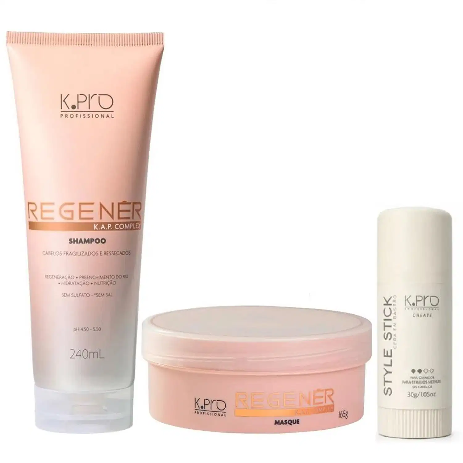 Kit K.Pro Regenér - Shampoo 240ml & Máscara 165g + Style Stick 30g — foto 2