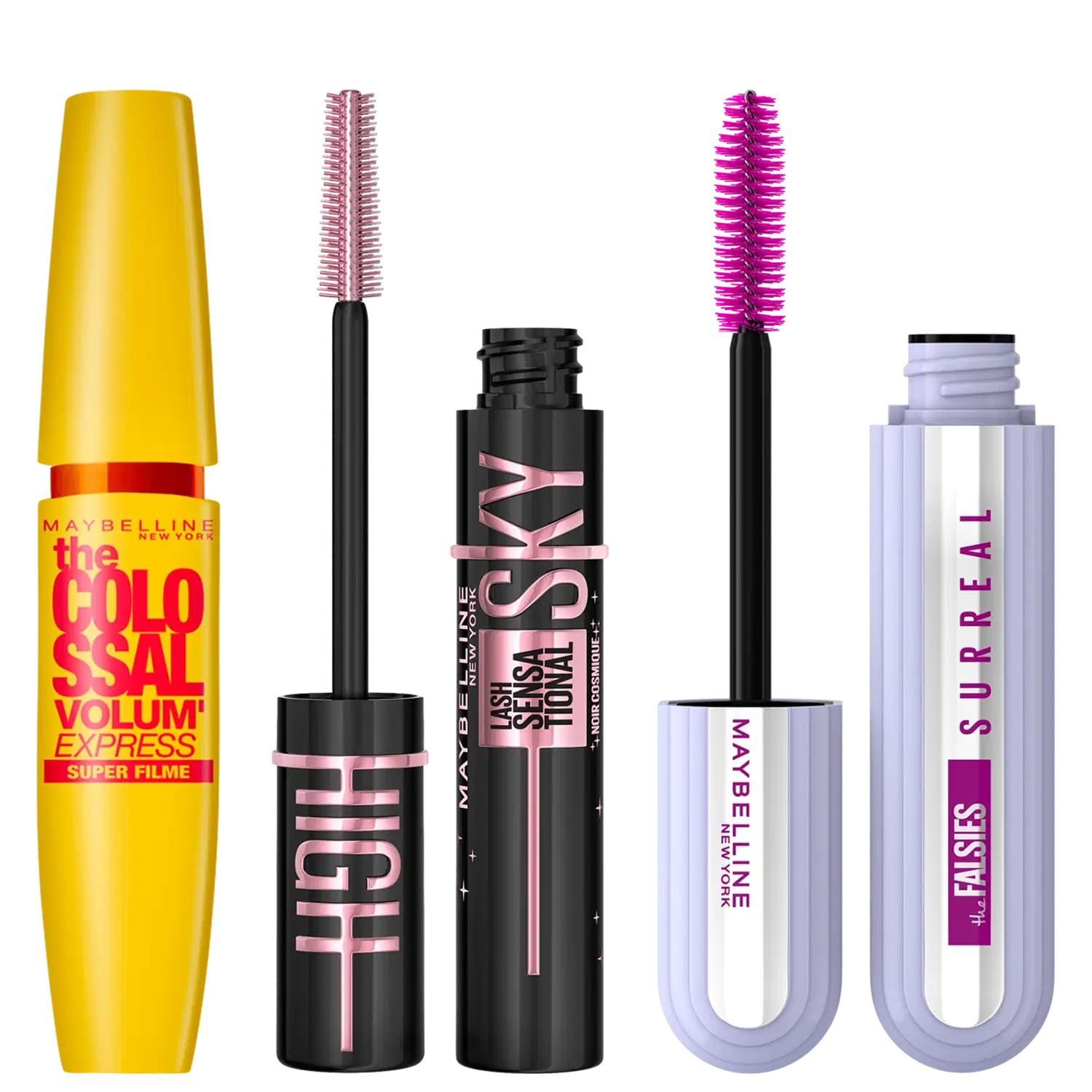 Kit Maybelline Trio Surreal Super Filme Cosmic Black (3 Produtos)