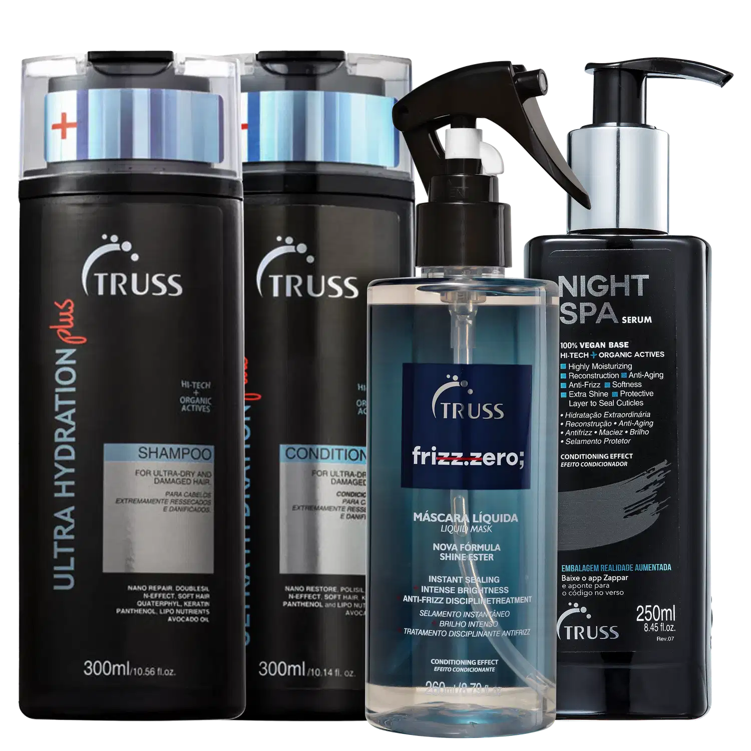 Kit TRUSS Ultra Hydration Plus + Night Spa + Frizz Zero (4 Produtos)