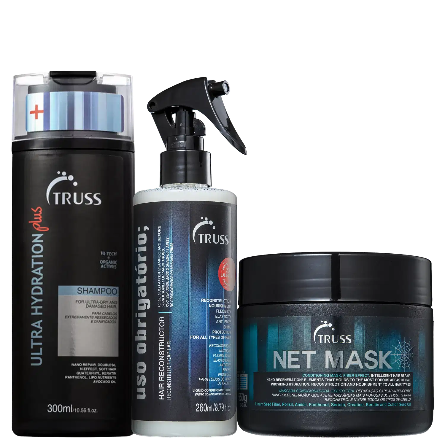 Kit TRUSS Ultra Hydration Plus + Uso Obrigatório + Net Mask (3 Produtos)