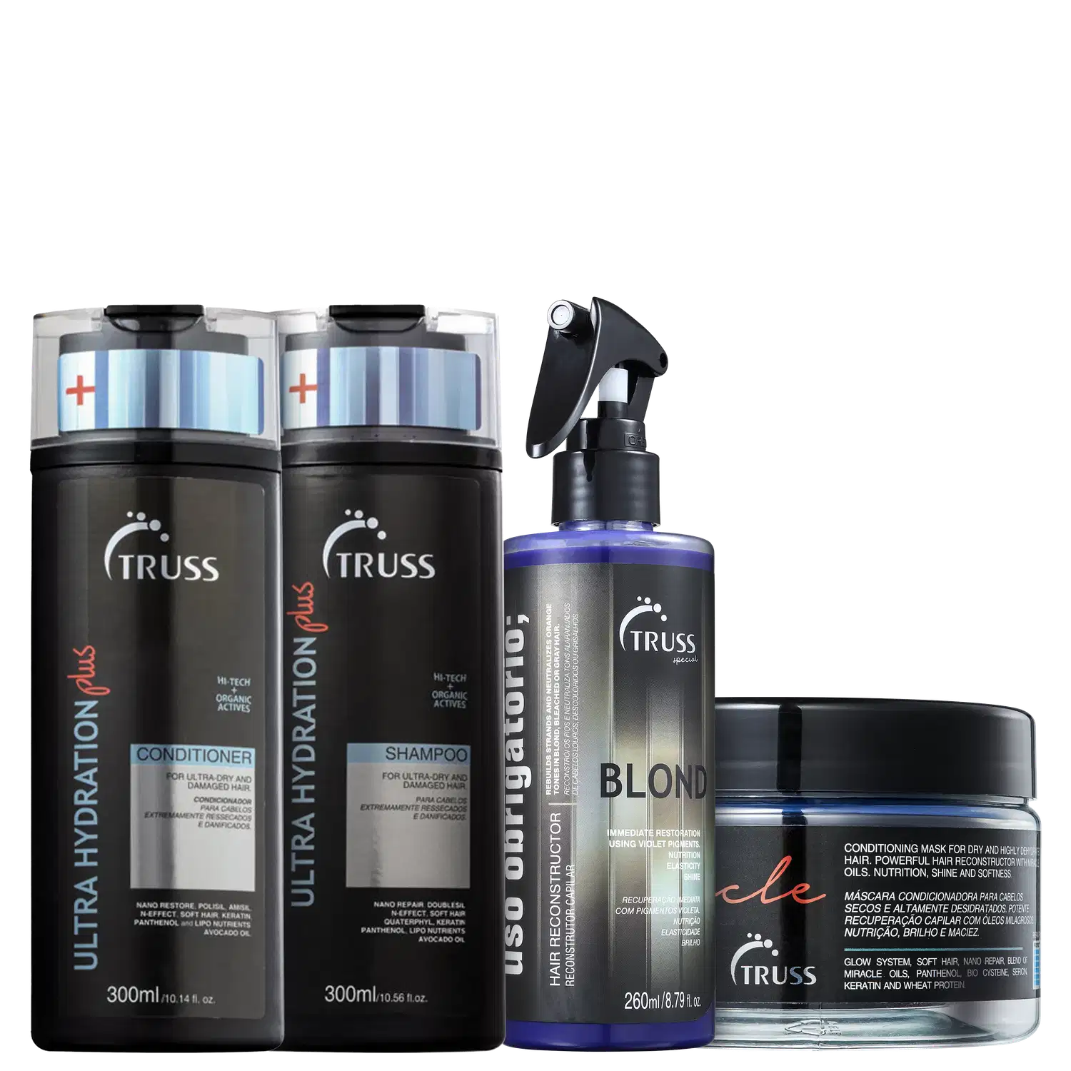 Kit TRUSS Ultra Hydration Plus + Uso Obrigatório Blond + Miracle (4 Produtos)
