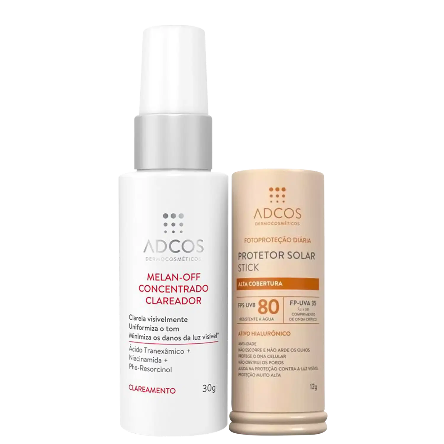 Kit Adcos Melan-Off Concentrado + Fotoproteção Diária Stick FPS 80 Nude (2 Produtos)