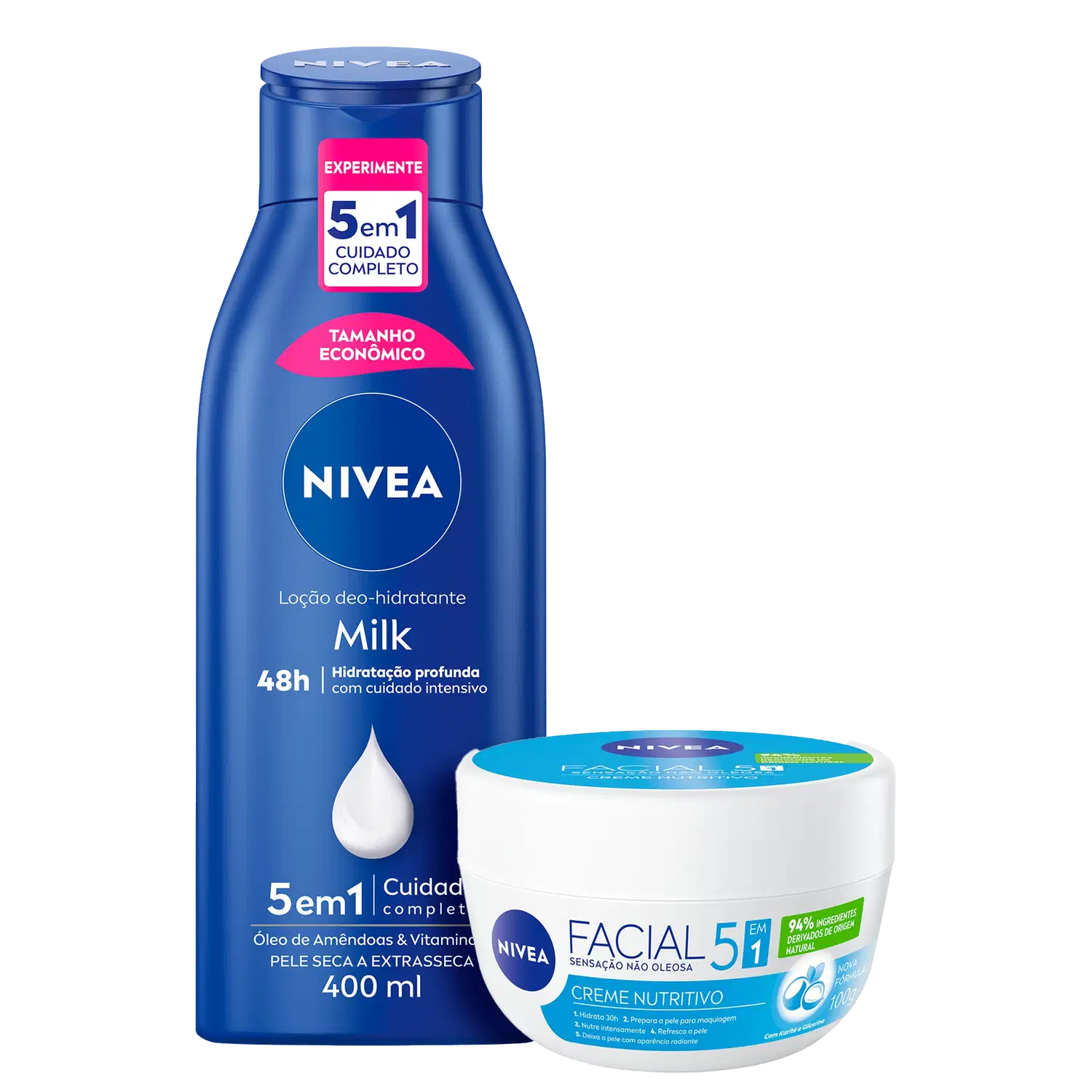 Kit NIVEA Milk + Facial 5 em 1 (2 Produtos)