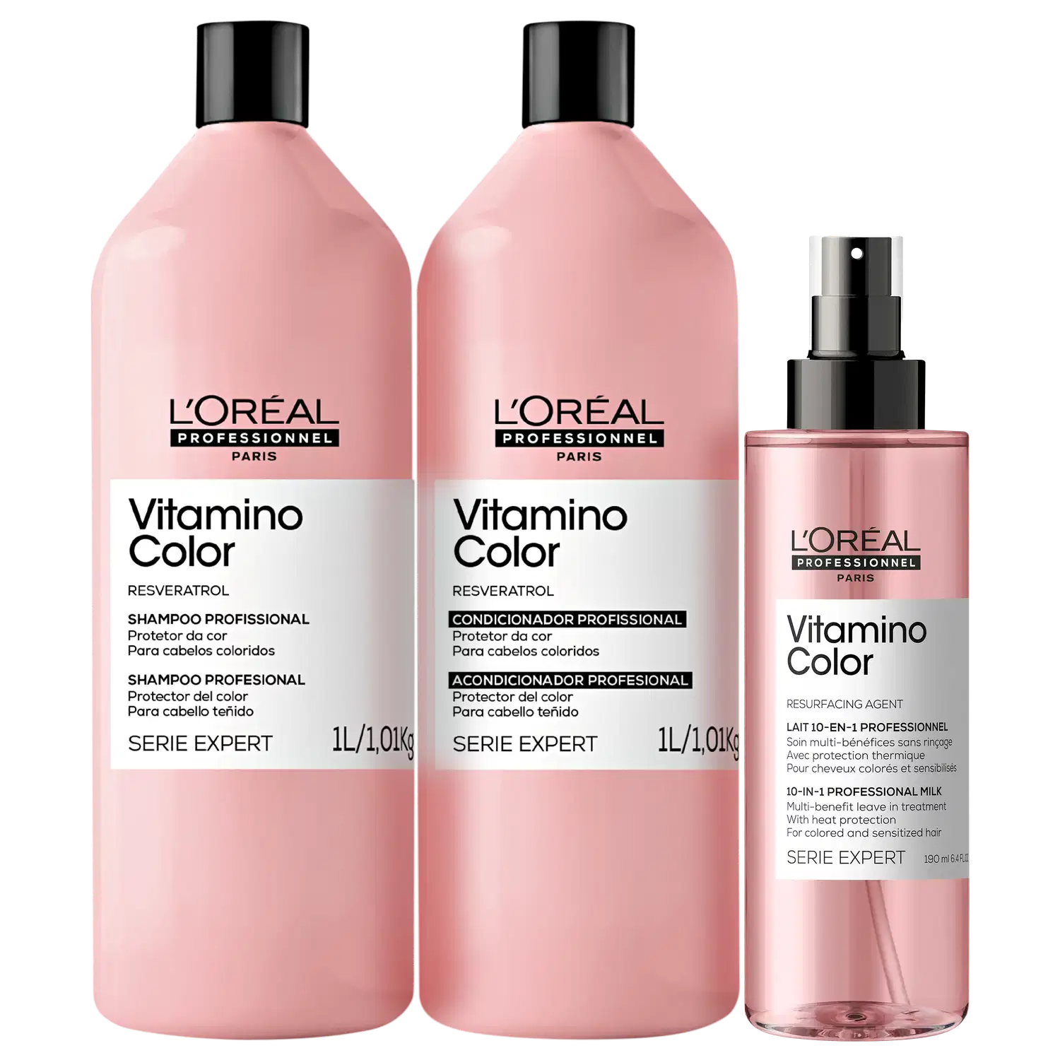 Kit L'Oréal Professionnel Serie Expert Vitamino Color Resveratrol Trio Power Salon (3 Produtos)