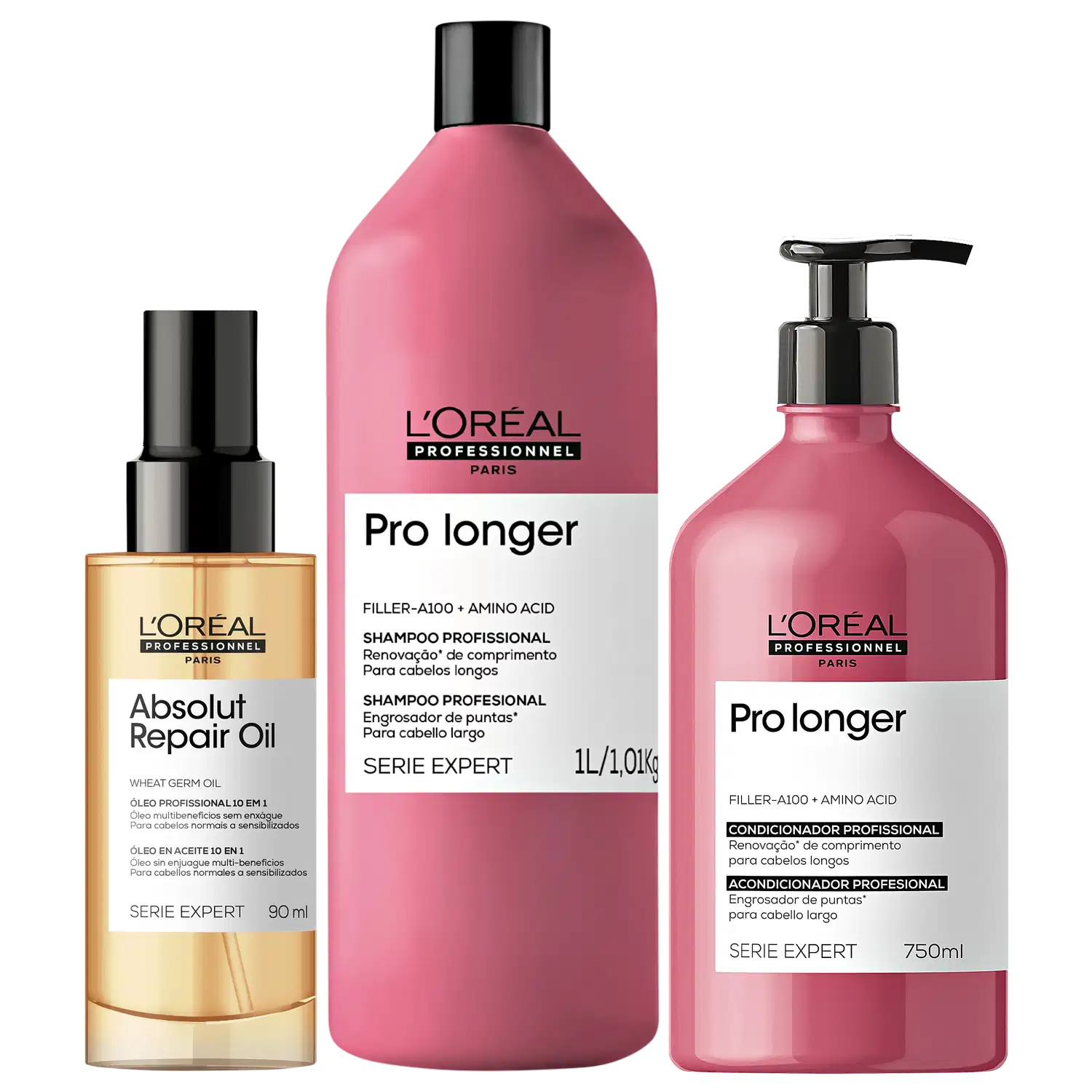 Kit L'Oréal Professionnel Serie Expert Pro Longer + Absolut Repair Trio (3 Produtos)