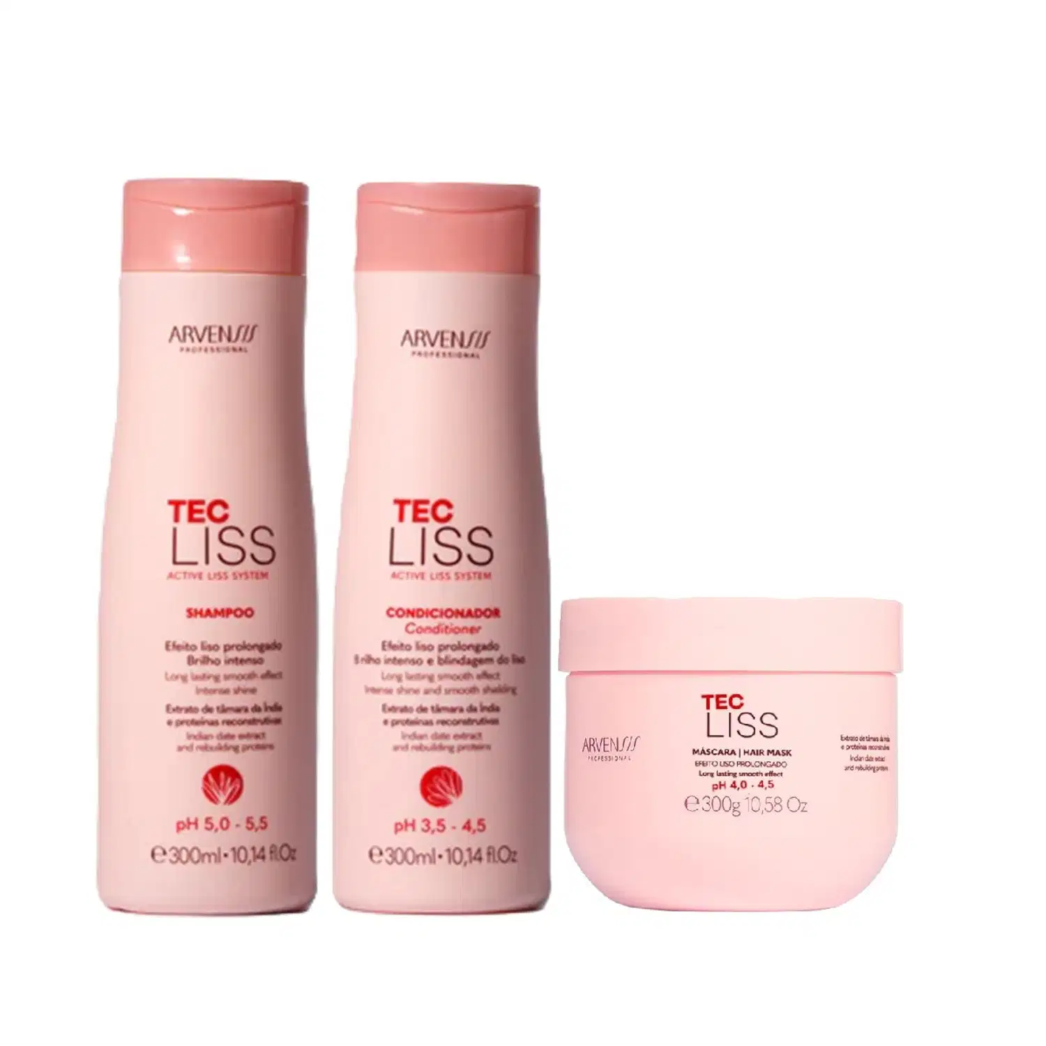 Kit Arvensis Tec Liss - Shampoo 300ml + Condicionador 300ml + Máscara 300g