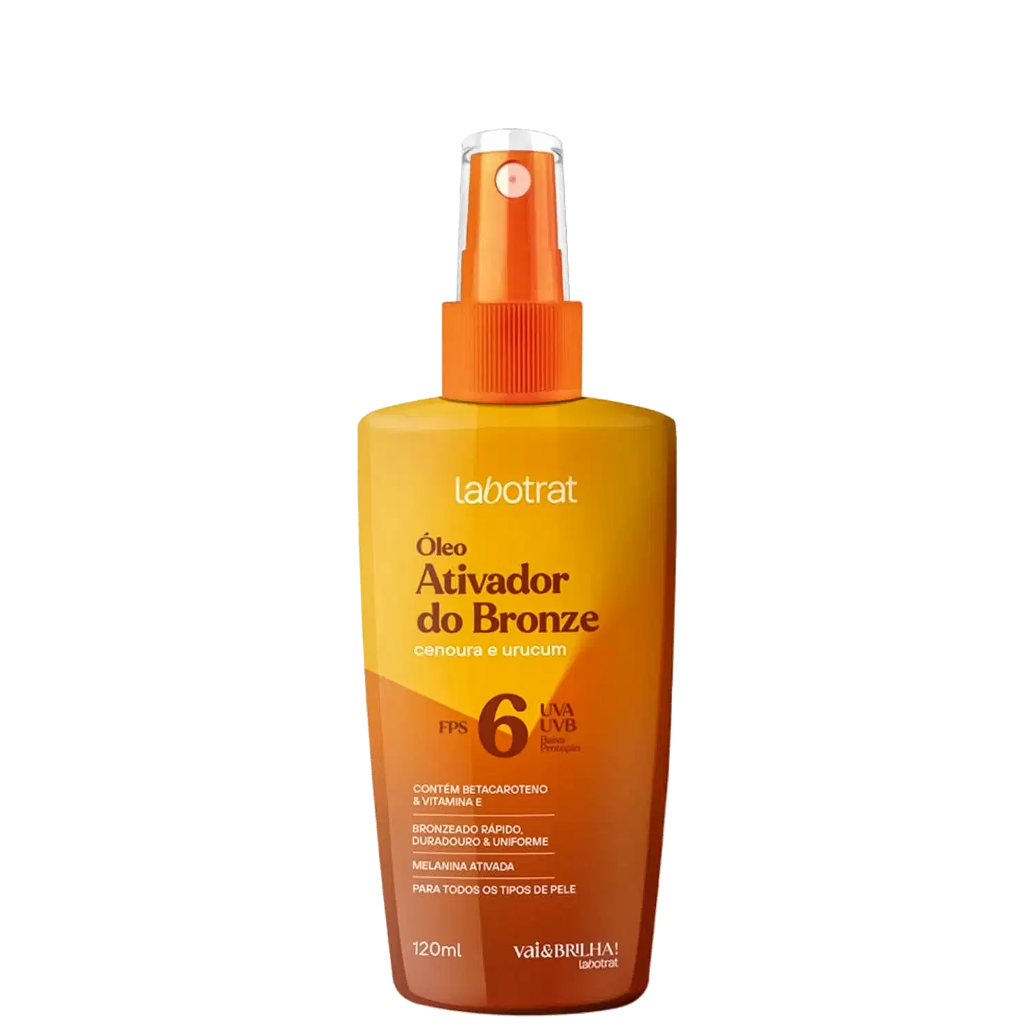 Labotrat Vai & Brilha Cenoura e Urucum FPS 6 - Óleo Ativador do Bronze 120ml