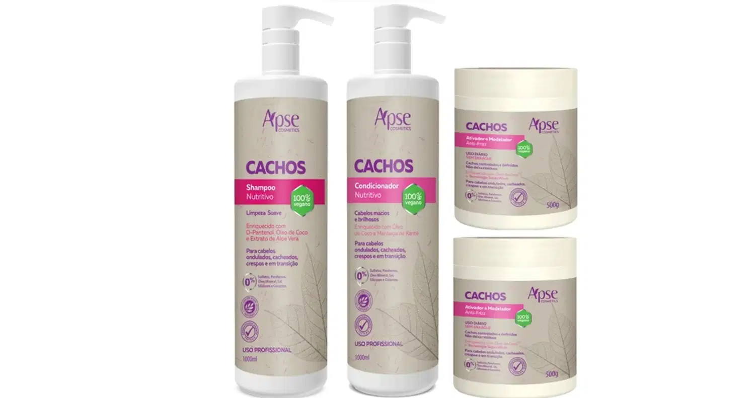 Apse Cachos Shampoo 1 L e Condicionador 1 L e 2 Ativadores 500 gr
