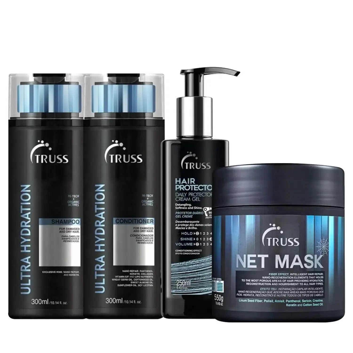 Kit TRUSS Ultra Hydration + Hair Protector + Net Mask (4 Produtos)
