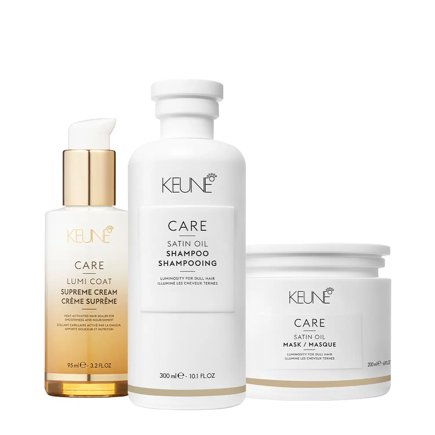 Kit Keune Care Satin Oil + Lumi Coat Supreme Trio (3 Produtos)