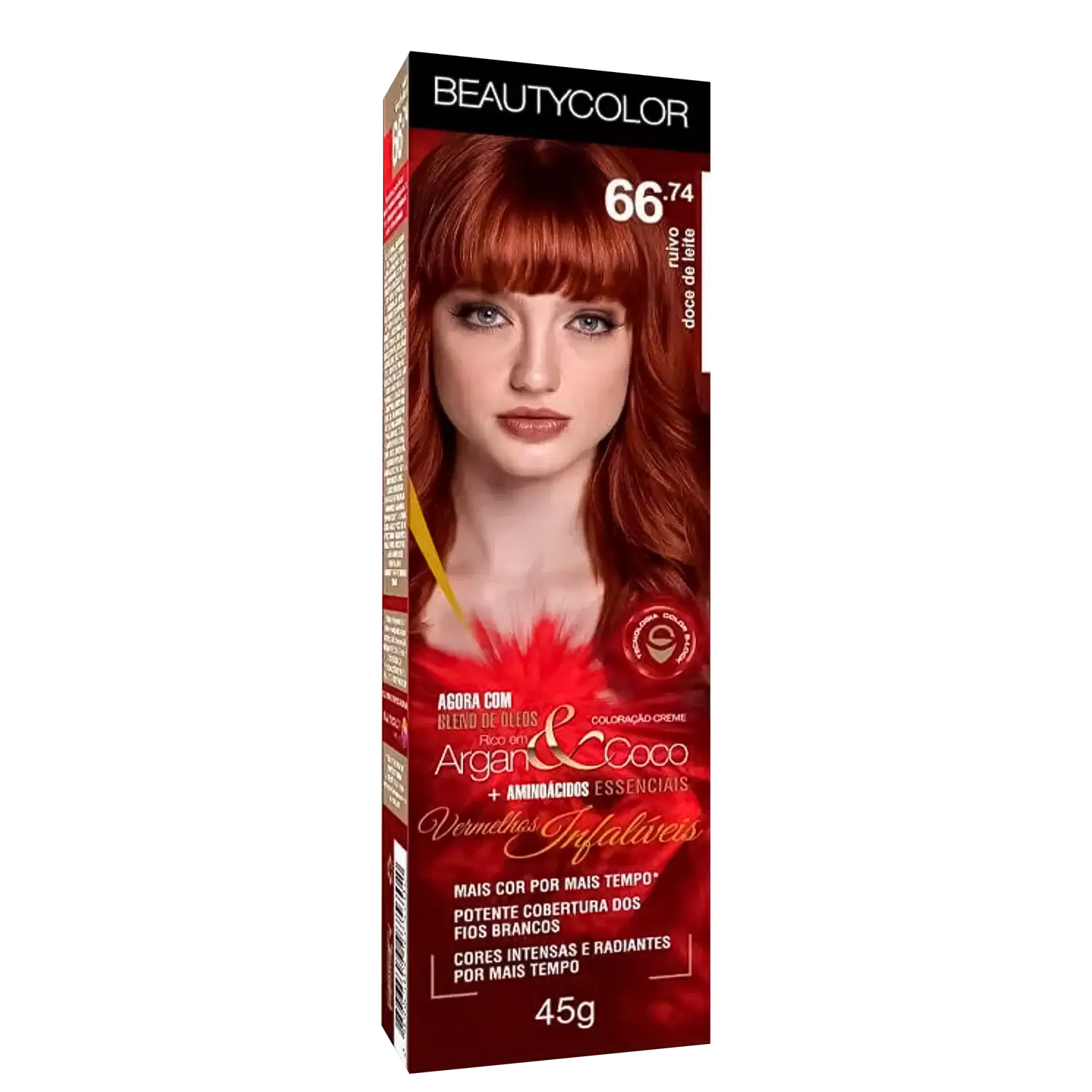 BeautyColor Argan & Coco 66.74 Ruivo Doce De Leite - Coloração Permanente 45g
