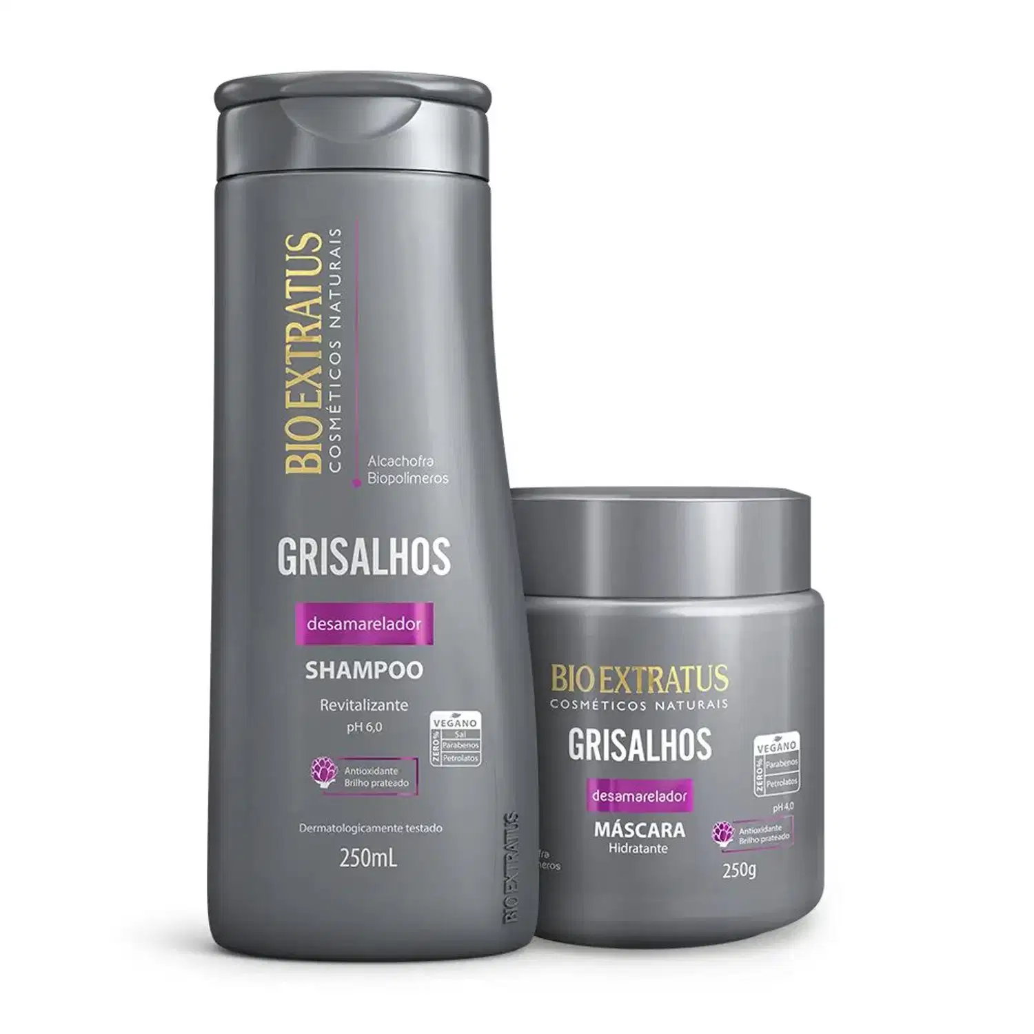 Kit Desamarelador Bio Extratus Grisalhos Shampoo e Máscara (250mL/g)
