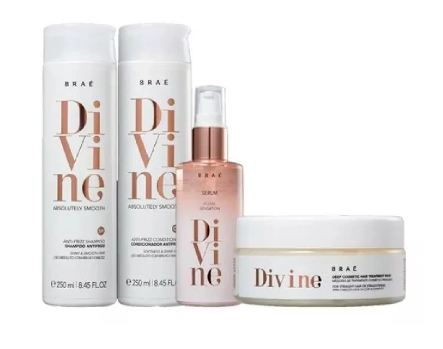 Kit Shampoo, Cond, Máscara e Sérum Plume Sensation BRAÉ Divine