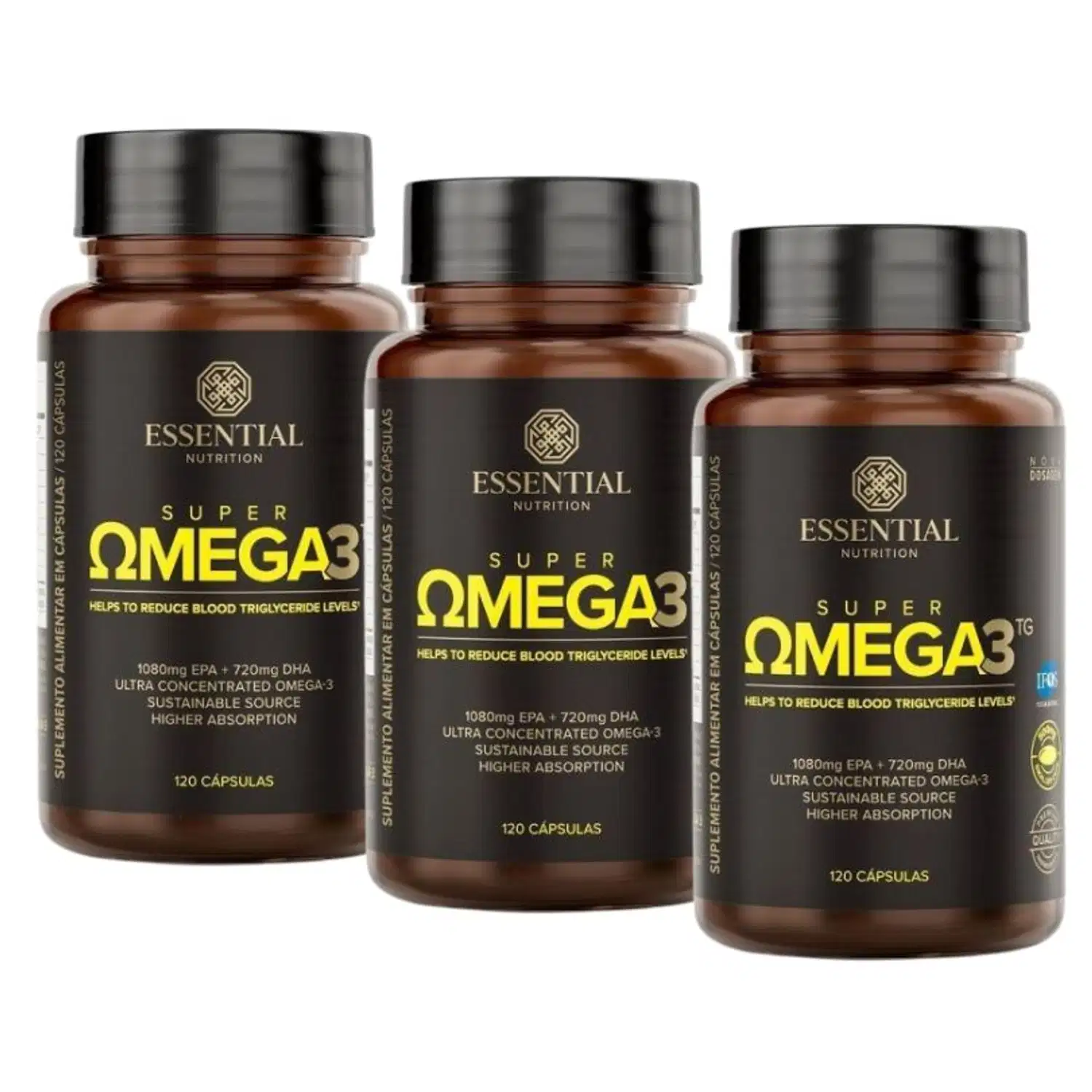 Kit Essential Nutrition Super Omega 3 TG 500mg Trio P (3 Unidades)