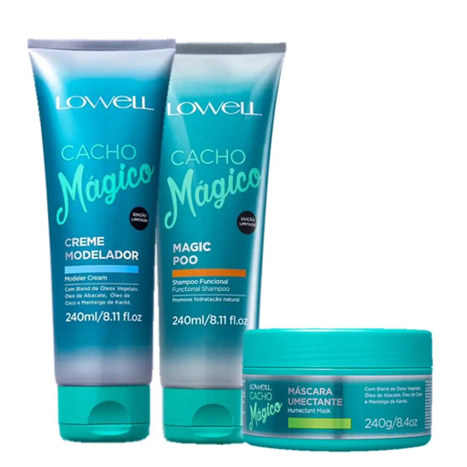 Kit Lowell Cacho Mágico Ação Umectante (3 Produtos)