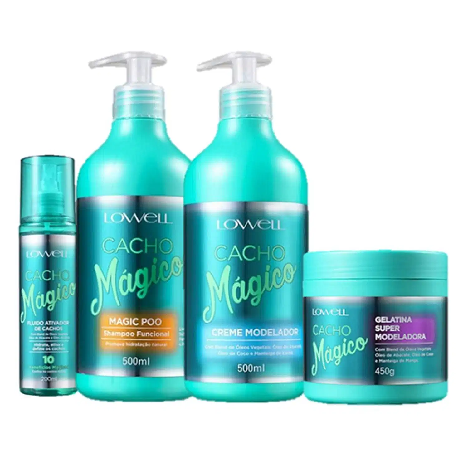 Kit Lowell Cacho Mágico Fios Alinhados Salão (4 Produtos)