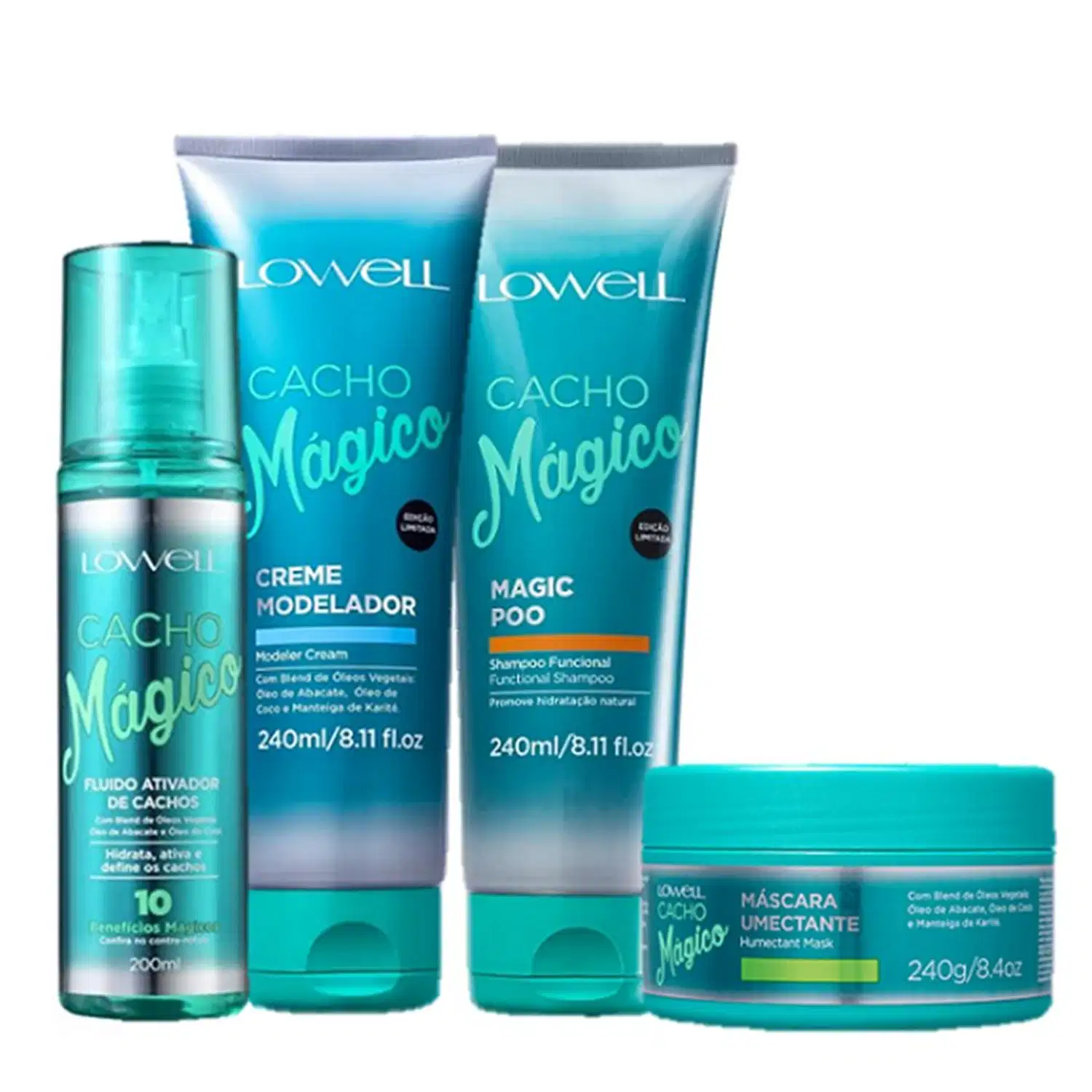Kit Lowell Cacho Mágico Quarteto Essencial (4 Produtos)
