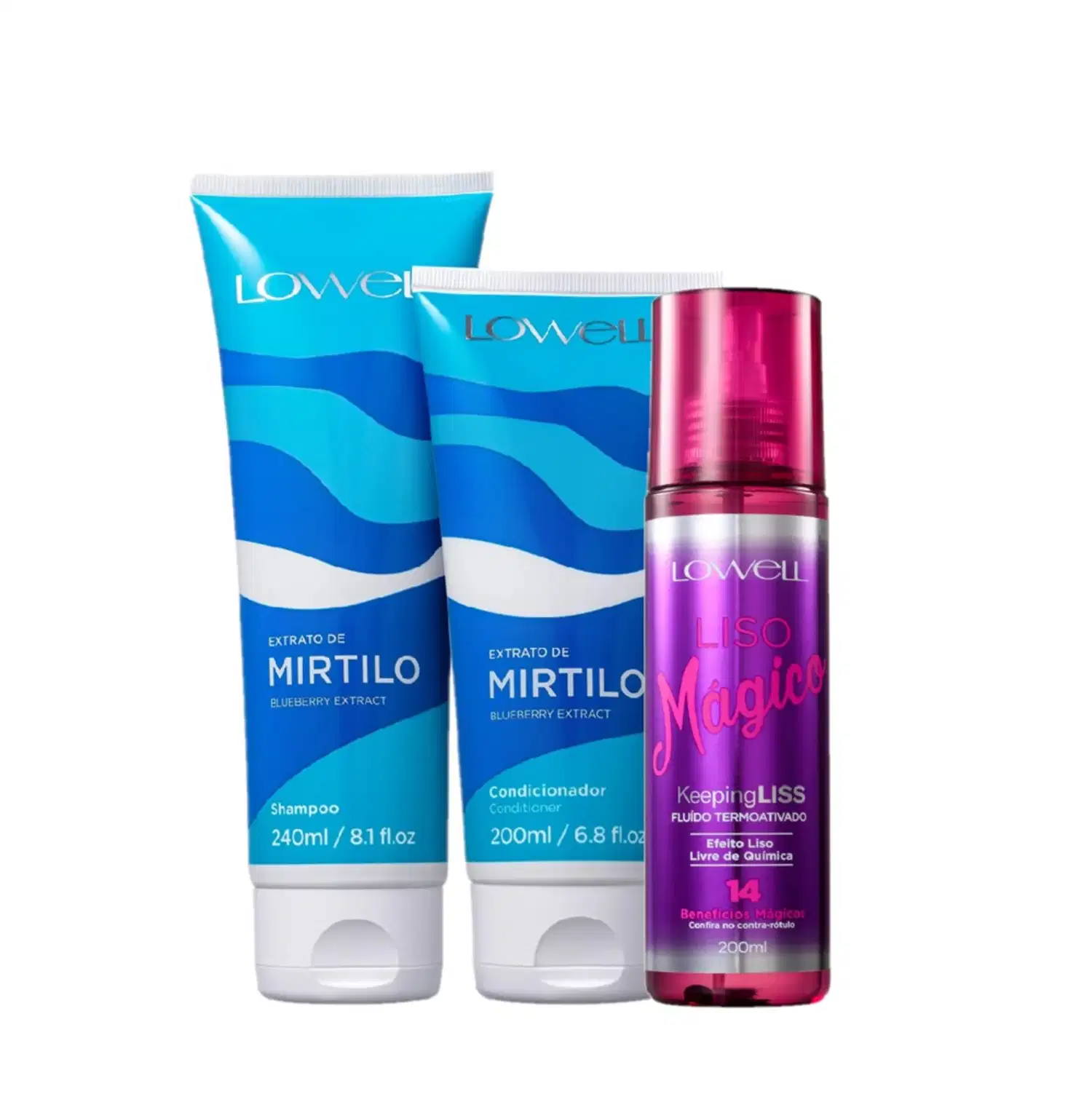 Kit Lowell Extrato de Mirtilo + Liso Mágico (3 Produtos)
