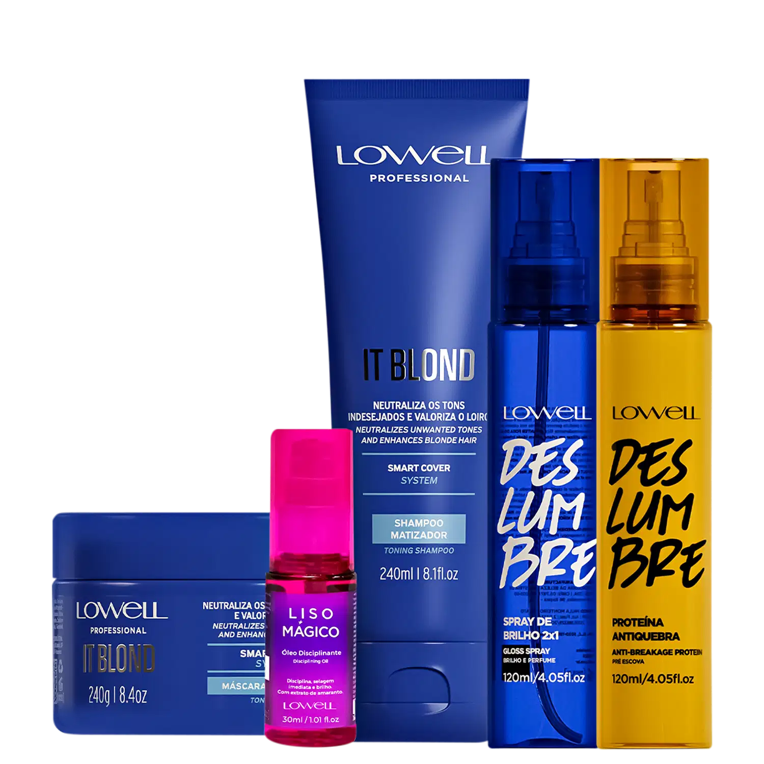 Kit Lowell Violet Platinum Deslumbre Liss Five (5 Produtos)