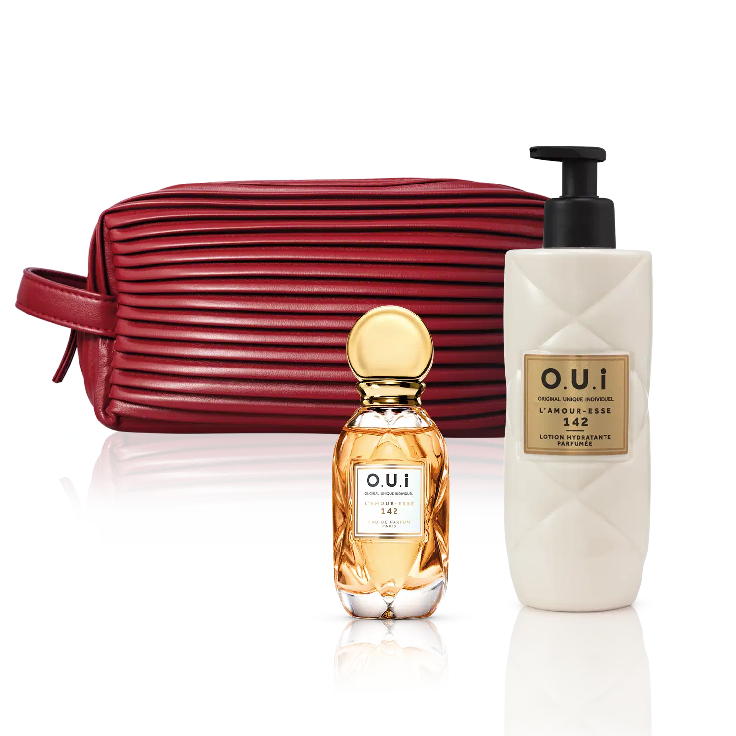 Combo L’Amour-Esse 142: Eau de Parfum 30ml + Loção Hidratante Corporal 400ml + O.U.i Nécessaire Vermelho Feminino