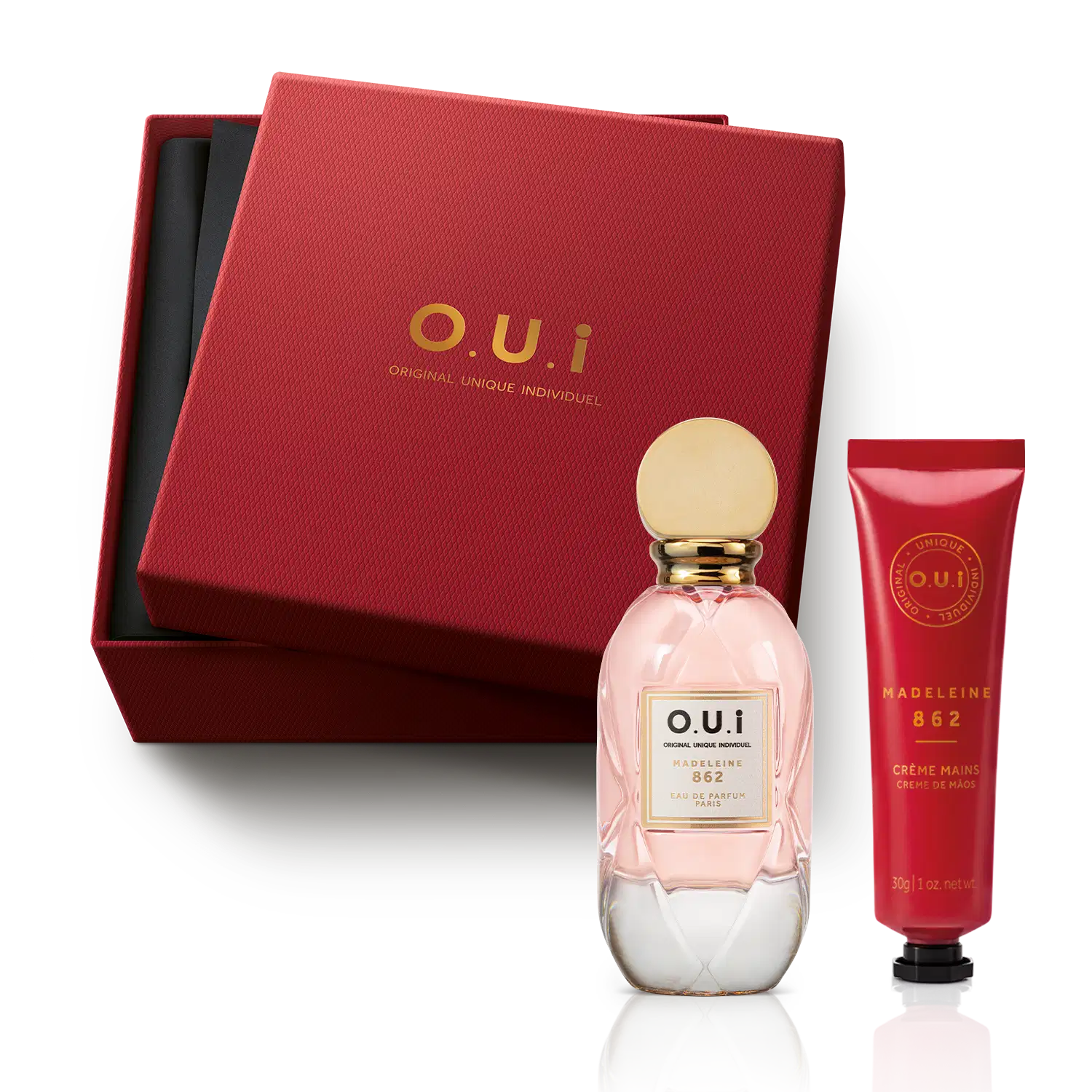 Combo Presente Madeleine 862 Mini: Eau de Parfum Feminino 30ml + Creme De Mãos 30g + Caixa para Presente P