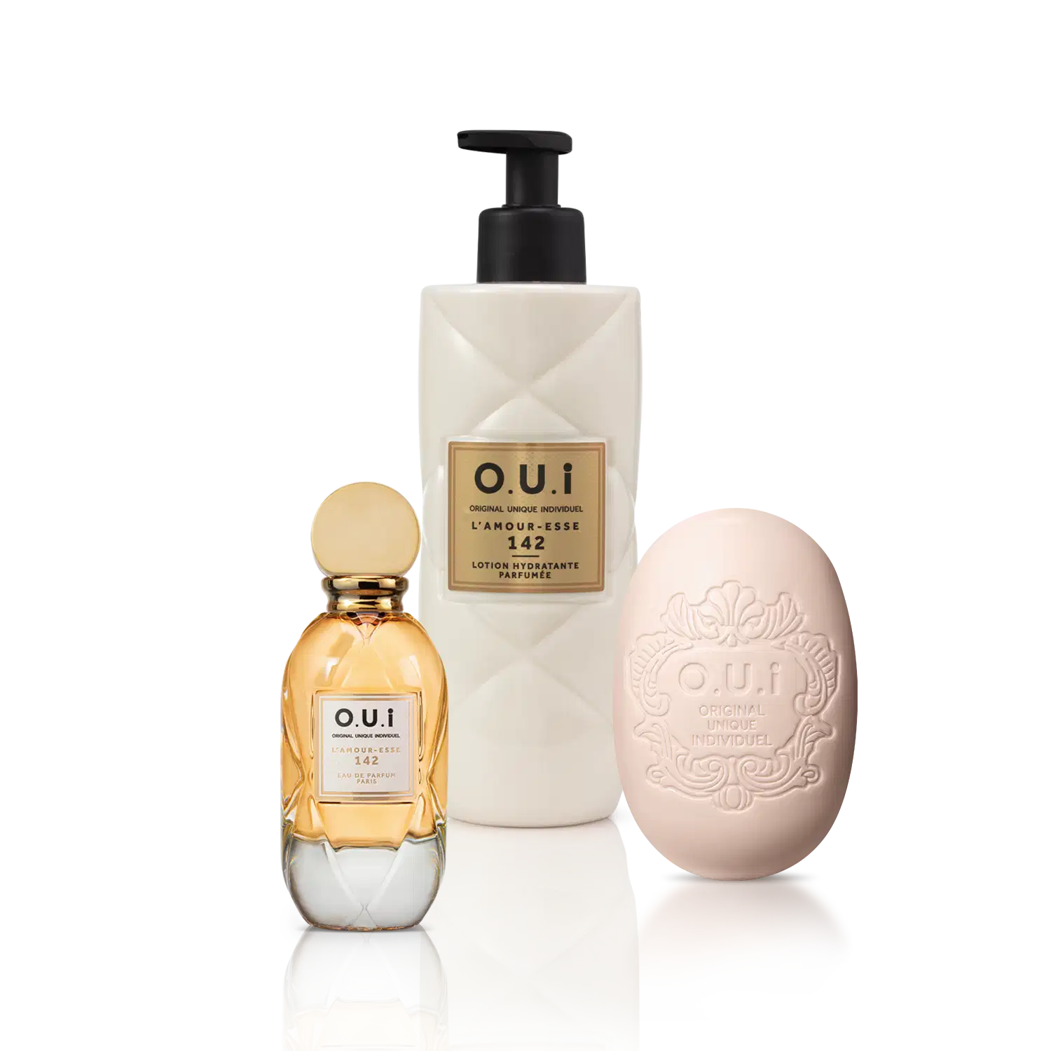 Combo O.U.i L’Amour-Esse 142: Eau de Parfum 30ml + Sabonete Em Barra 190g + Loção Corporal 400ml