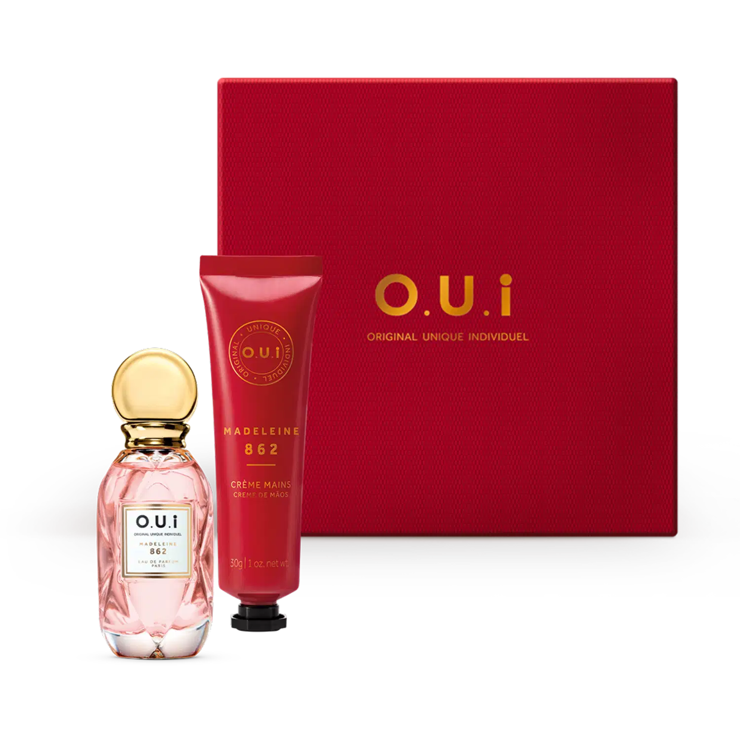 Combo O.U.i Madeleine 862: Eau de Parfum 30ml + Creme de Mãos 30g + Caixa P