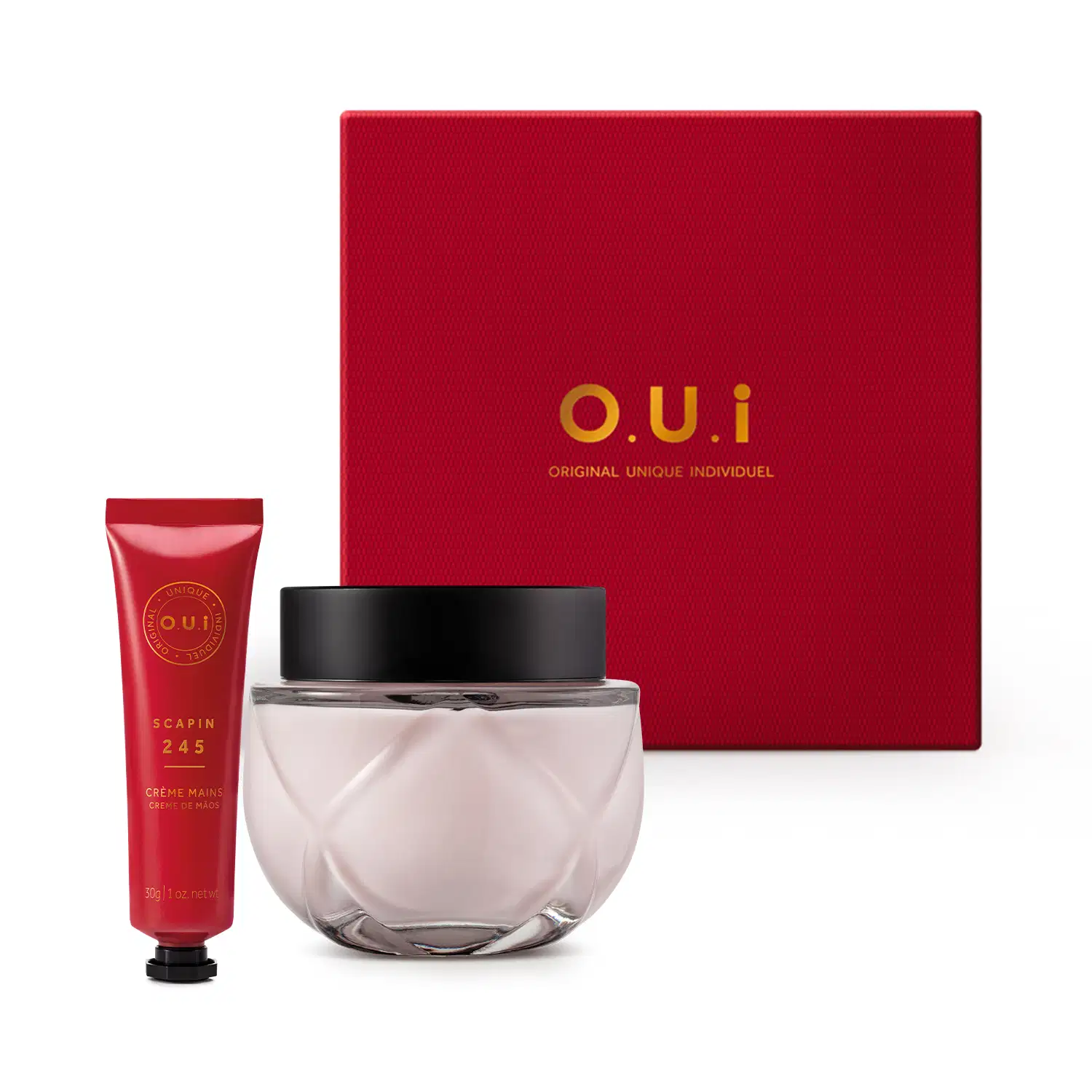 Combo O.U.i Scapin 245 Hidratação: Hidratante Desodorante 200g + Creme de Mãos 30g + Caixa P