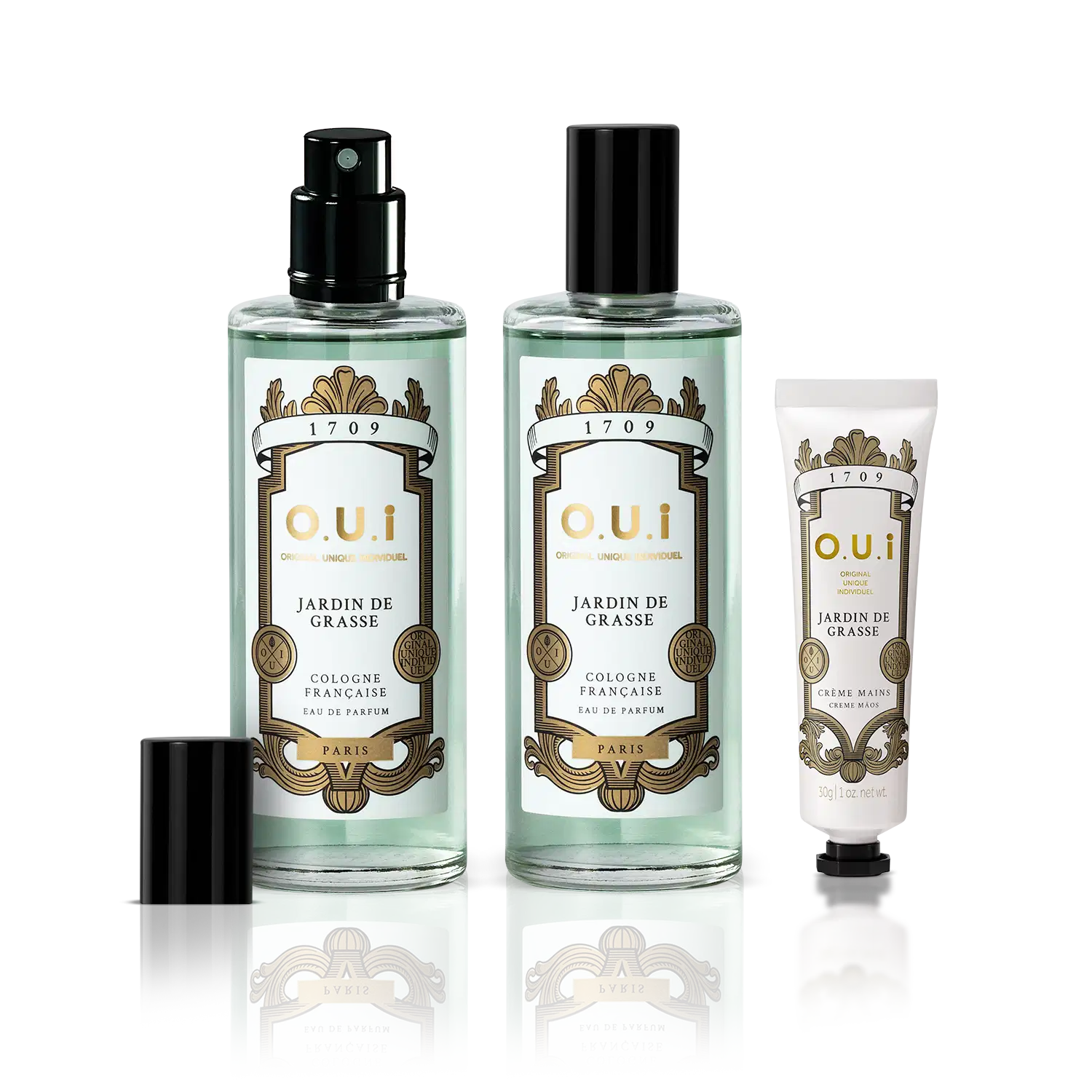 Combo O.U.i Jardin de Grasse: Eau De Parfum 100ml + Eau De Parfum 115ml + Creme Hidratante para Mãos 30g