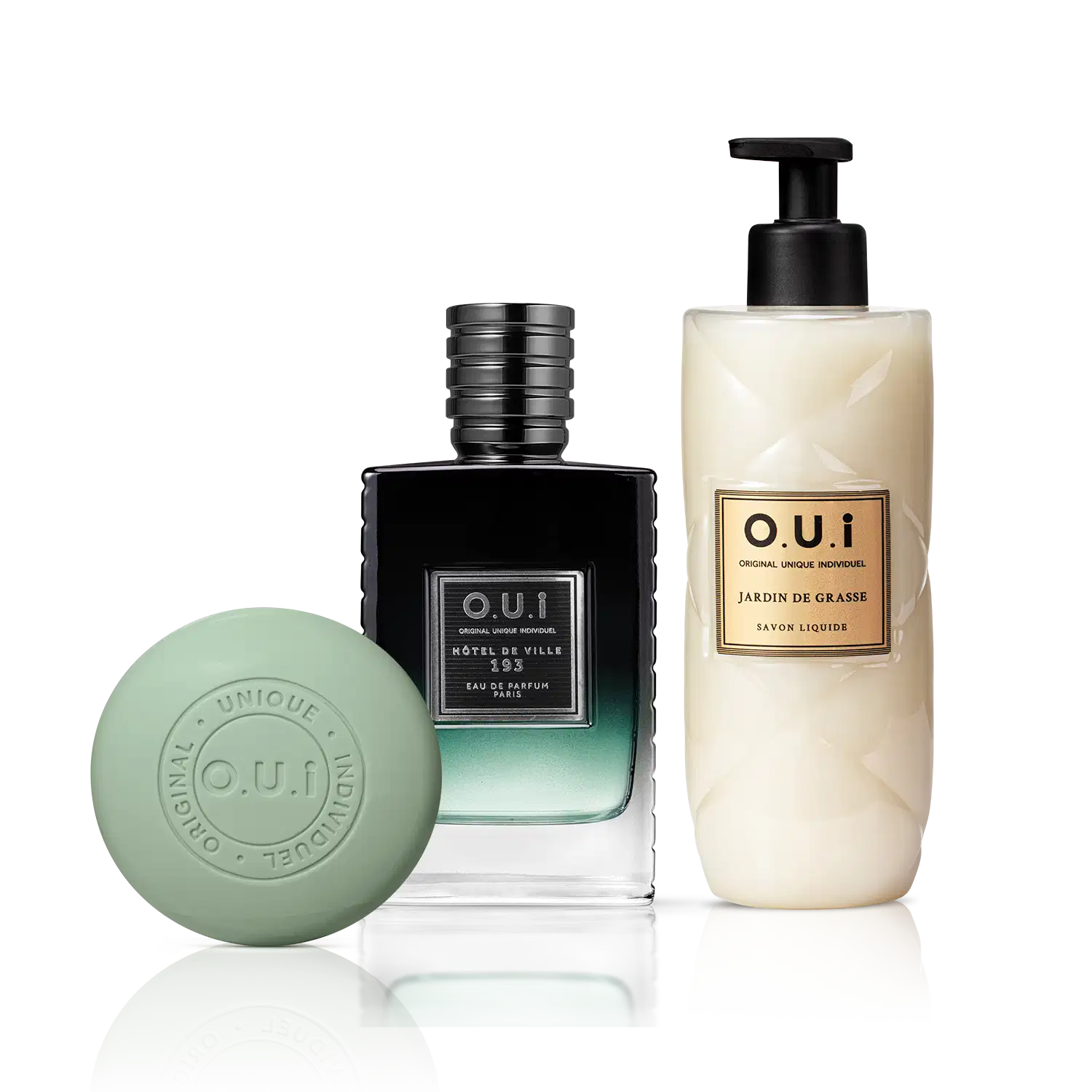 Combo O.U.i: Sabonete de Barbear 90g + Sabonete Líquido Jardin de Grasse 400ml + Hôtel de Ville 193 - Eau de Parfum 75ml
