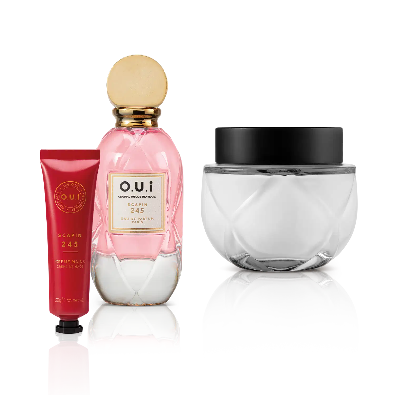 Combo O.U.i Scapin 245: Creme para Mãos 30g + Crème Riche 200g + Eau de Parfum Feminino 75ml