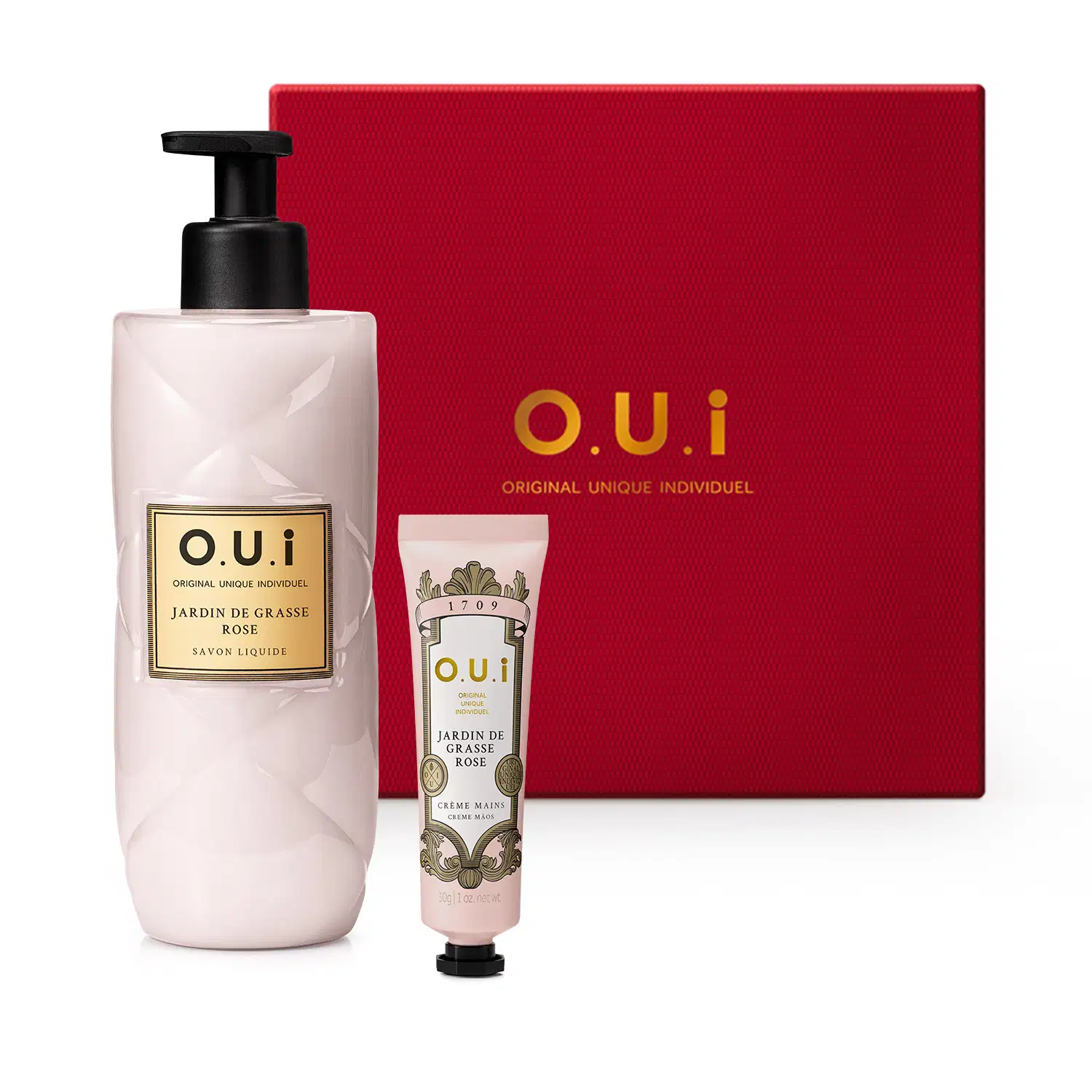 Combo Jardin De Grasse Rose: Sabonete Líquido 400ml + Creme de Mãos 40g + Caixa Presenteável M