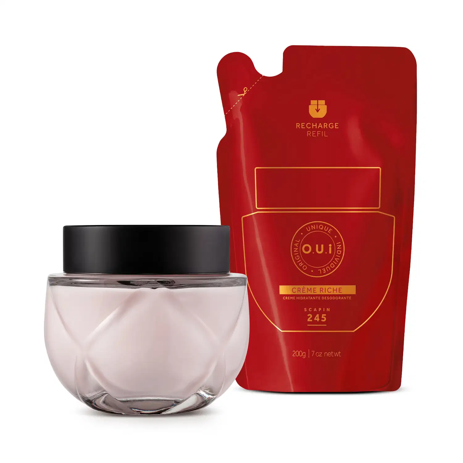Combo O.U.I Scapin 245: Desodorante Hidratante Crème Riche Scapin 245 200g + Refil Crème Riche Scapin 245 200g