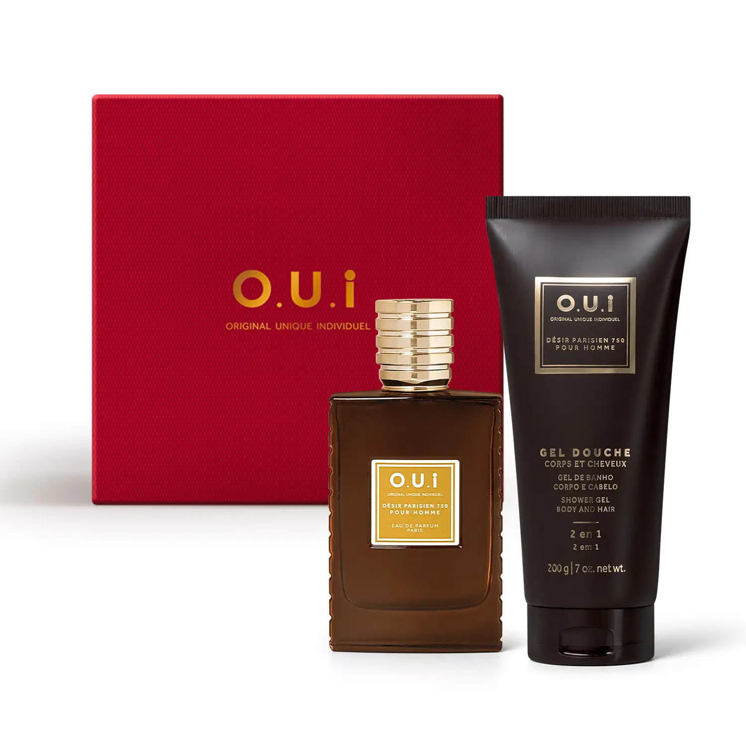 Combo Désir Parisien 750 Pour Homme: Eau de Parfum 75ml + Shower Gel 200g + Caixa M